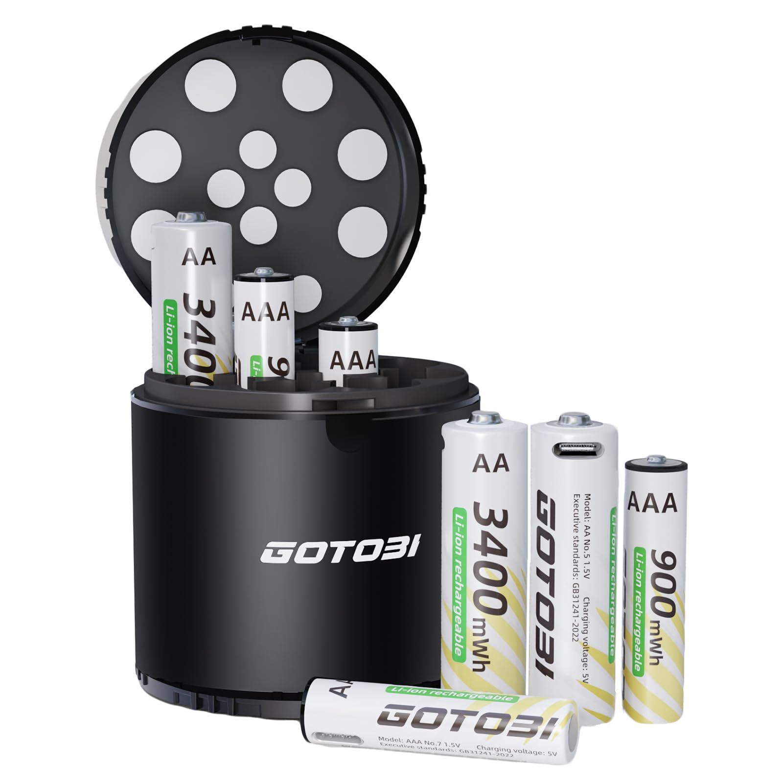 Pile Ricaricabili AA 3400mWh e AAA 900mWh con Caricabatterie