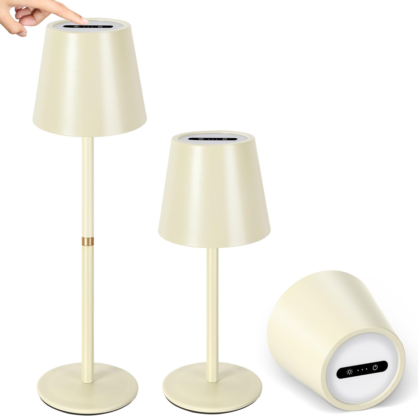 Outon 2 Lampade LED Senza Fili con Batteria, Beige