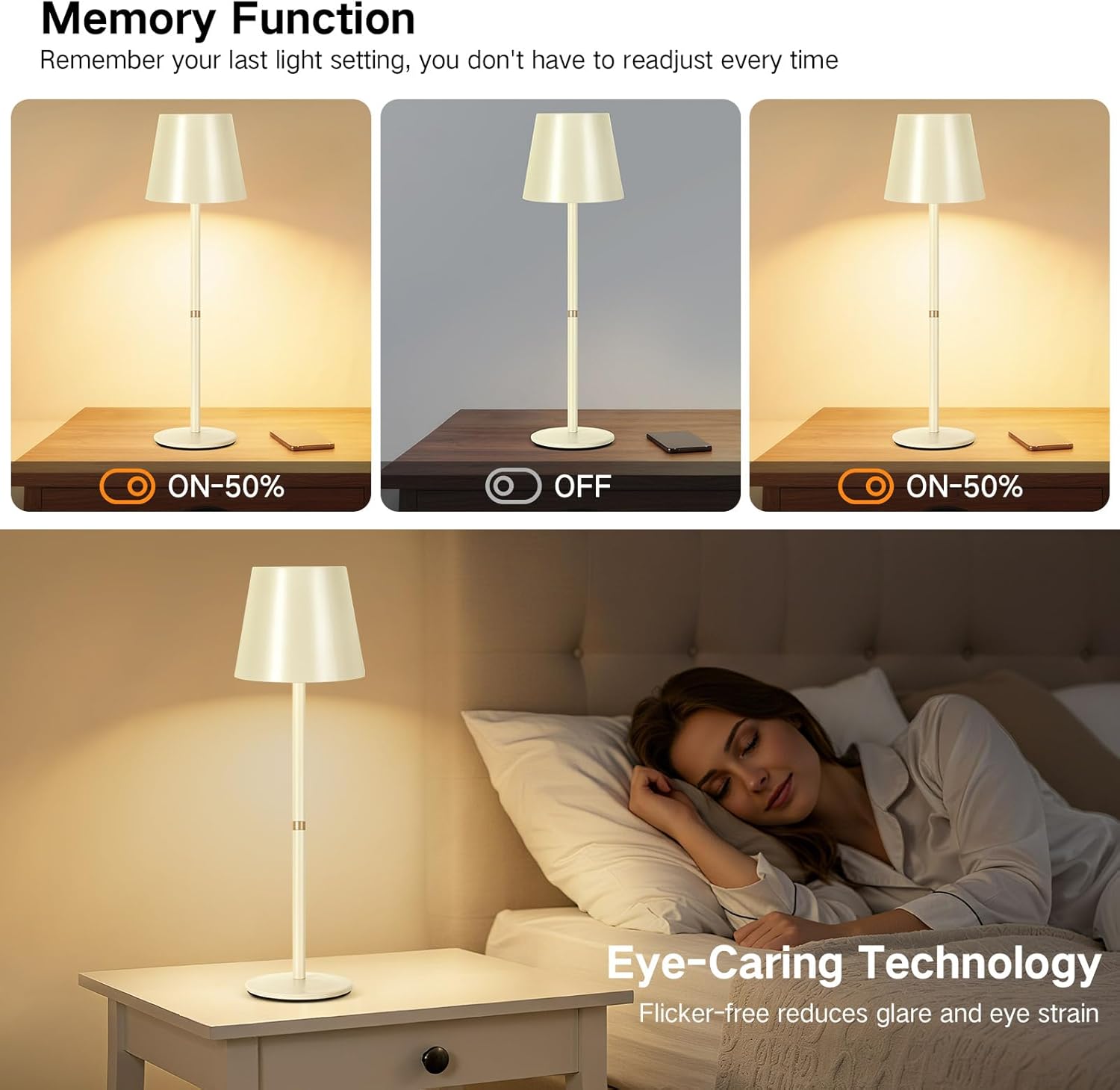 Outon 2 Lampade LED Senza Fili con Batteria, Beige - immagine 5