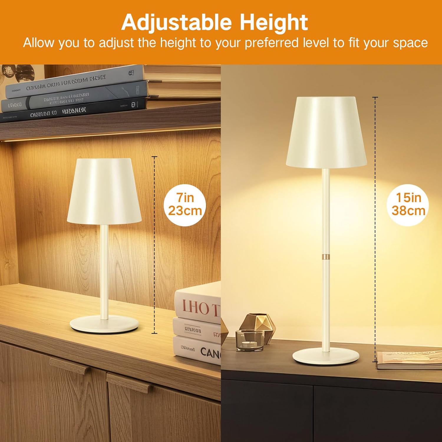 Outon 2 Lampade LED Senza Fili con Batteria, Beige - immagine 7