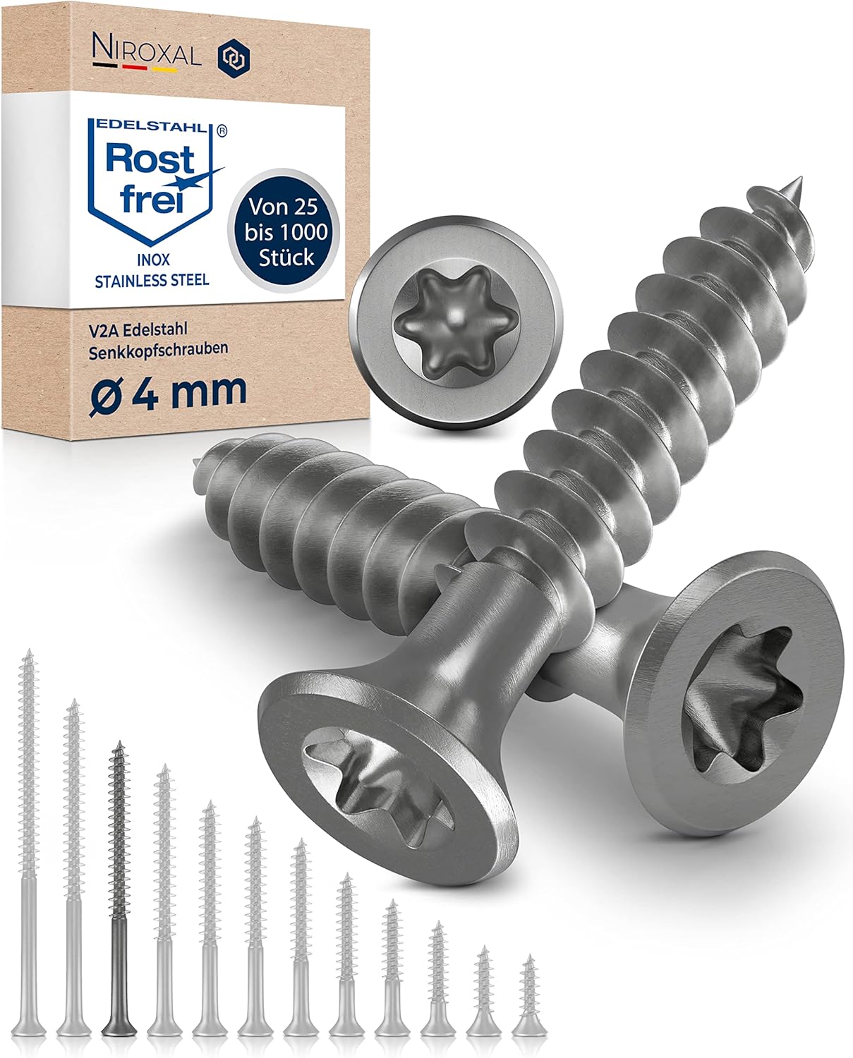 NietFullthings Viti Per Legno Torx Inox V2A, 4x60mm - immagine 1