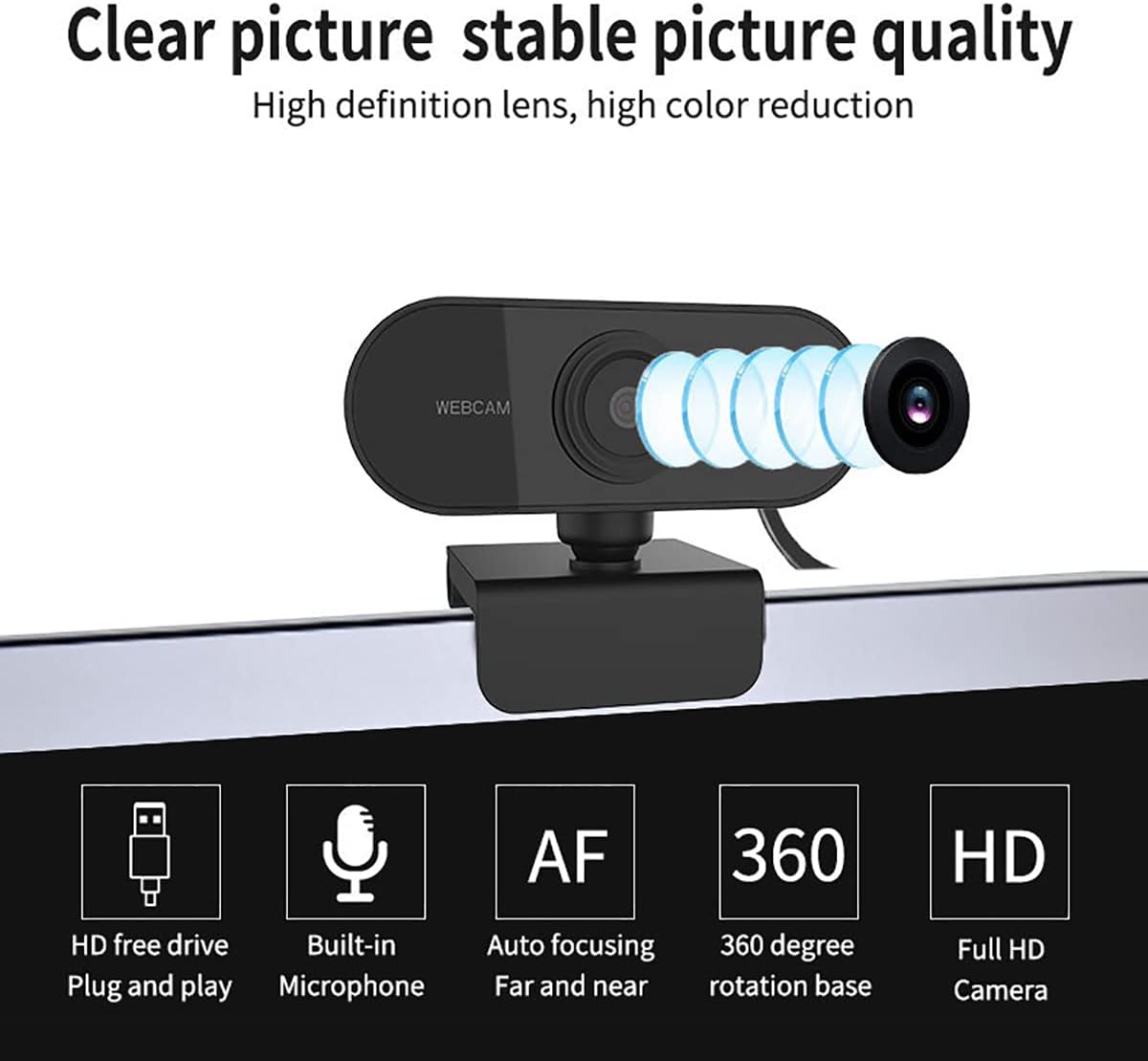 Webcam PC Full HD 1080p con Microfono USB - immagine 2