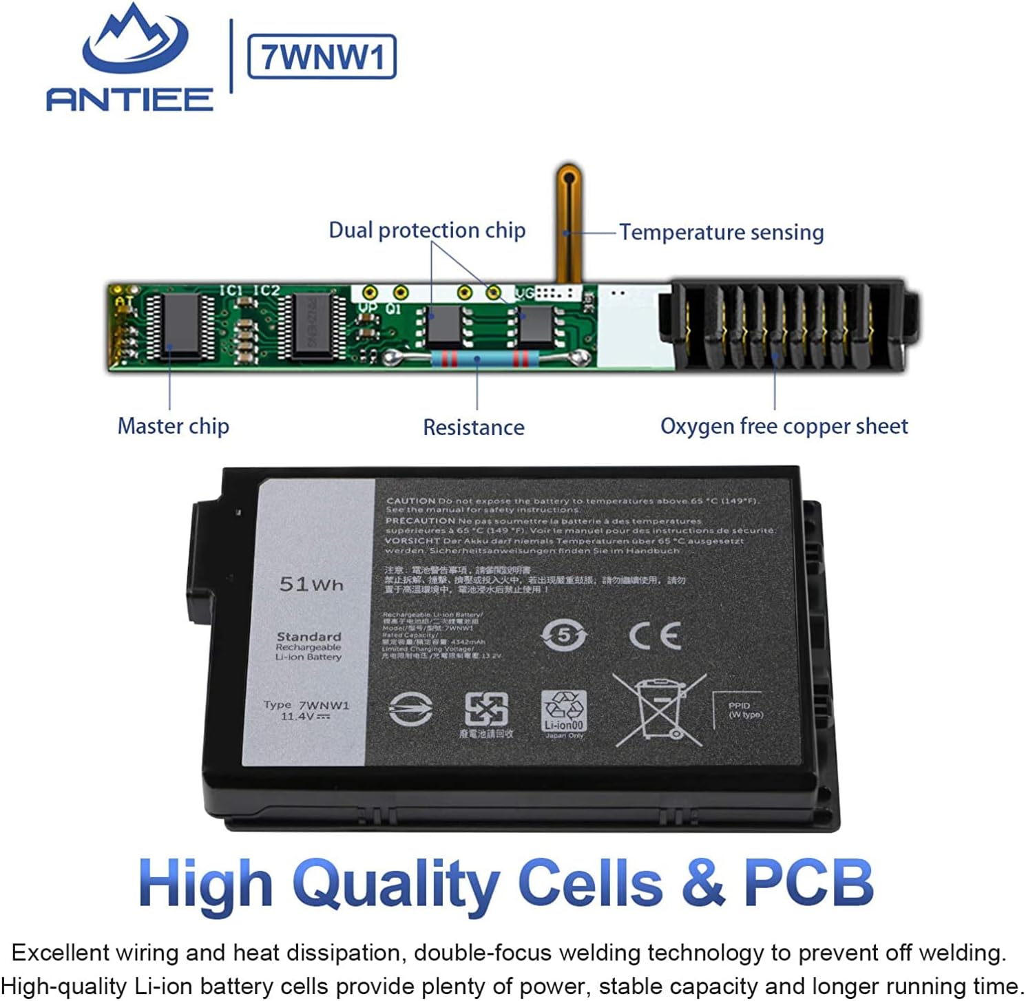 ANTIEE 7WNW1 Batteria per Dell Latitude 5420/7424 Rugged - immagine 3