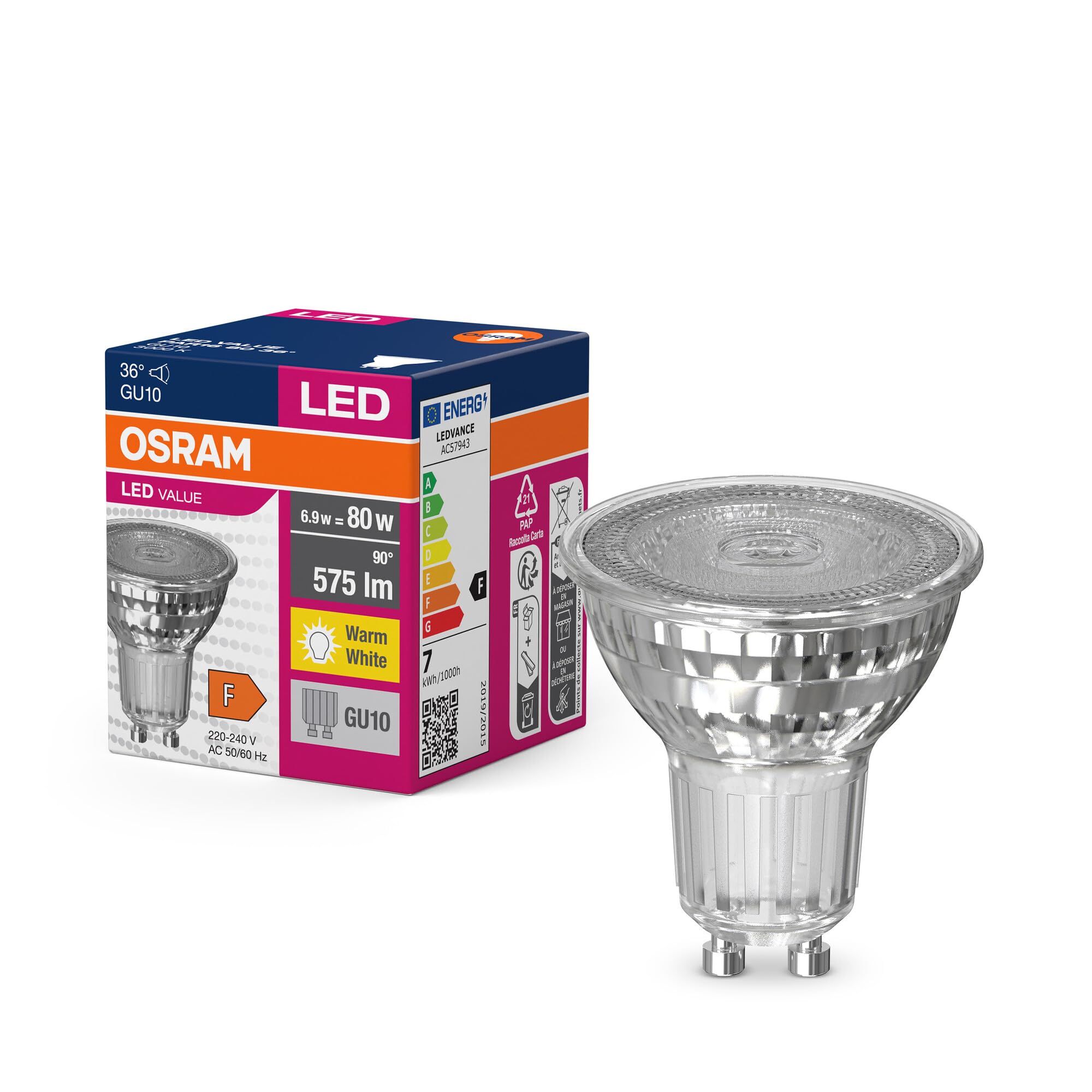 Osram Valore a Stella LED PAR16 GU10 10 Pezzi