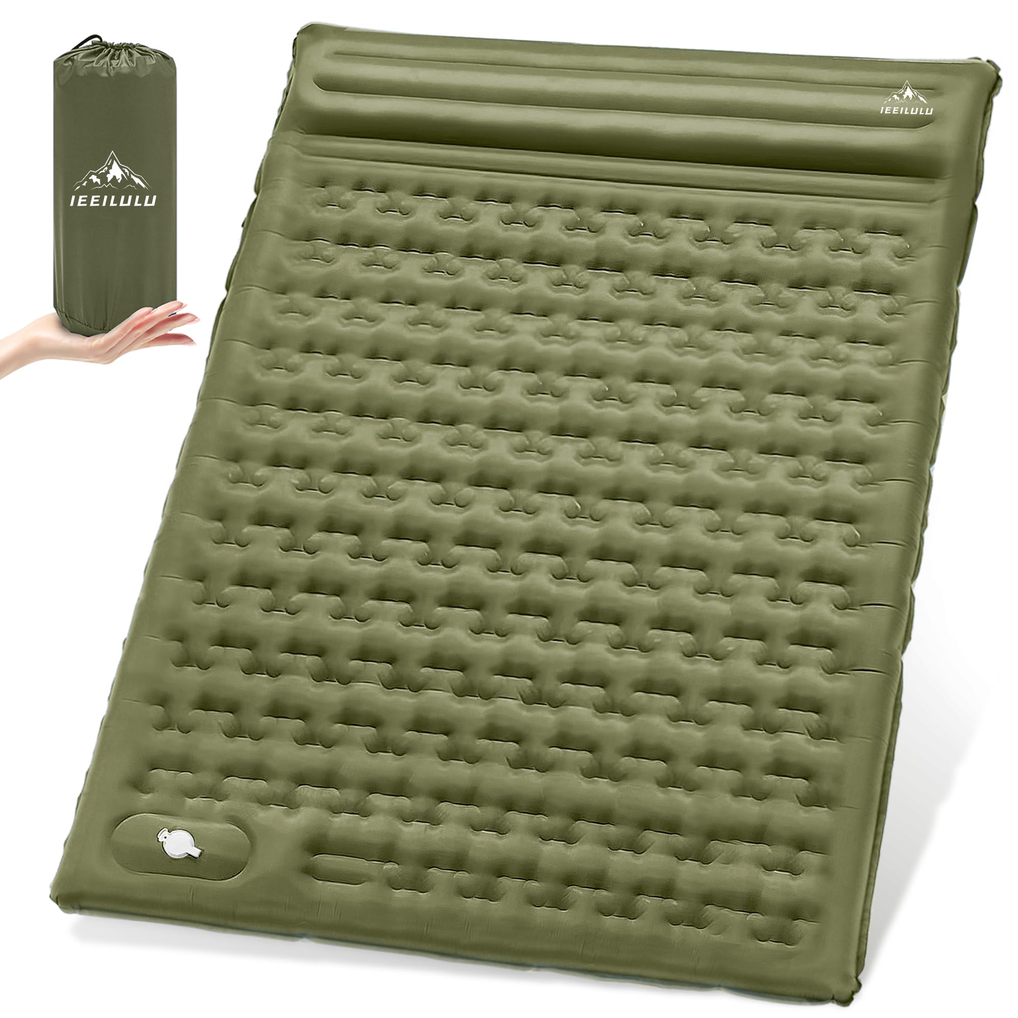 Materassino Campeggio Matrimoniale 196x140cm, Verde Scuro