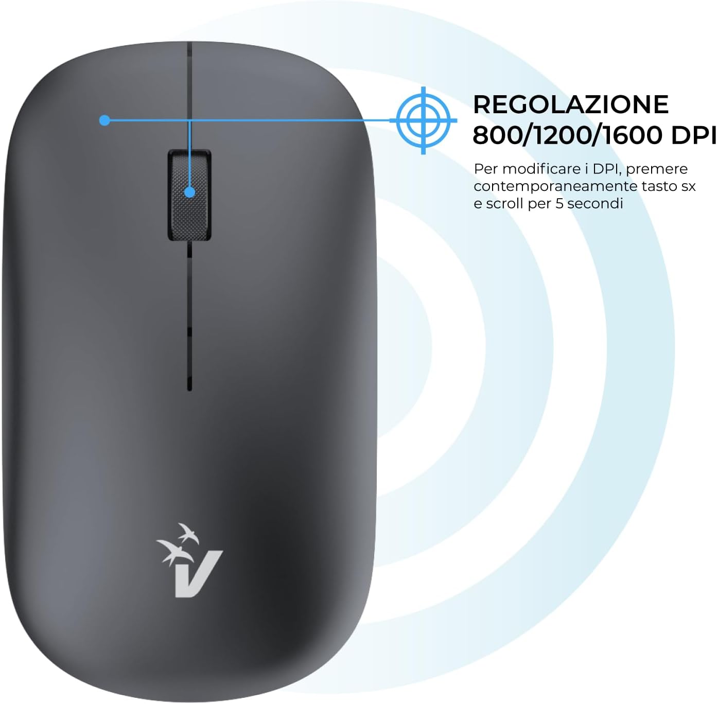 Vultech KM-851W - Kit Tastiera e Mouse Wireless, Nero - immagine 11