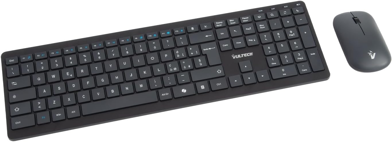 Vultech KM-851W - Kit Tastiera e Mouse Wireless, Nero - immagine 2