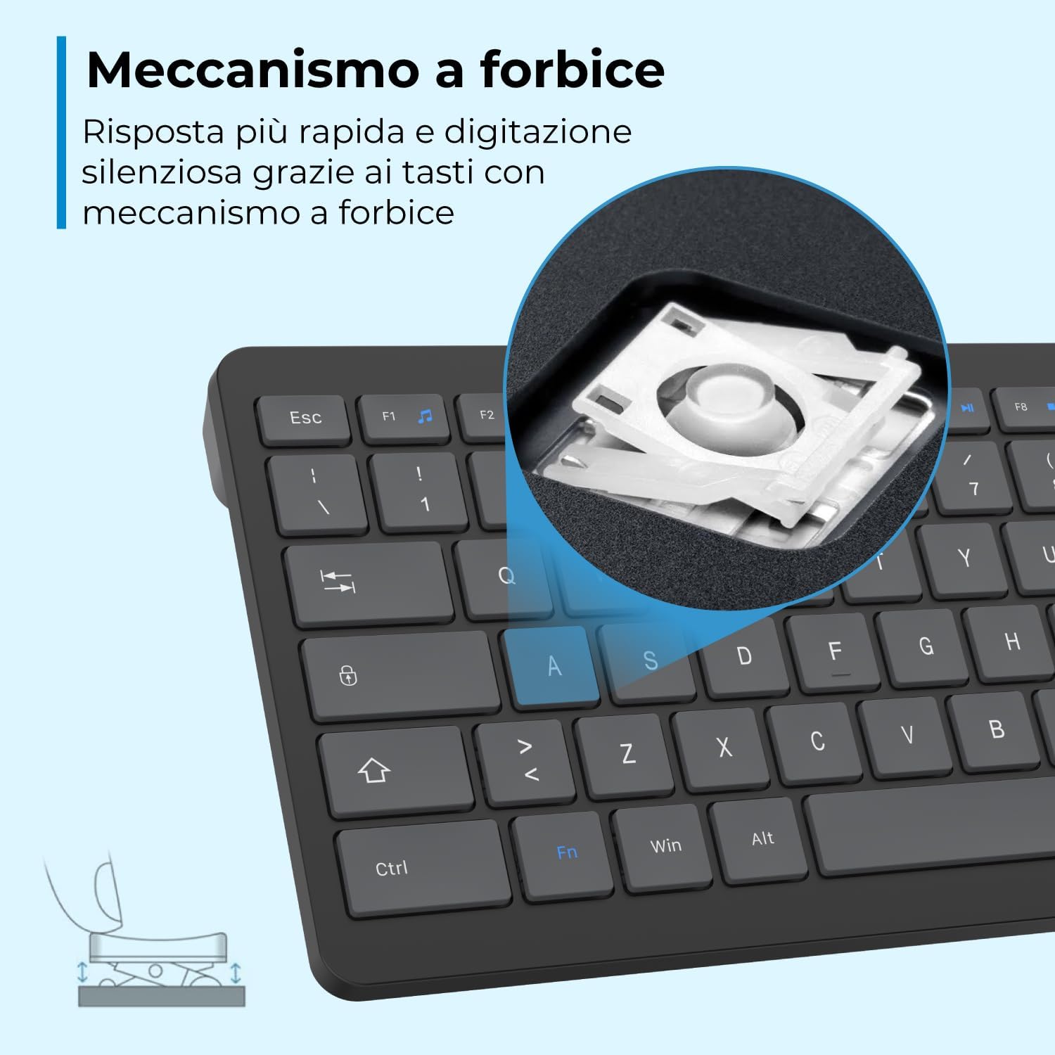 Vultech KM-851W - Kit Tastiera e Mouse Wireless, Nero - immagine 7