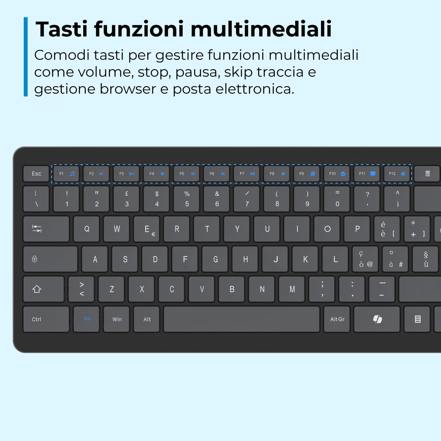 Vultech KM-851W - Kit Tastiera e Mouse Wireless, Nero - immagine 8