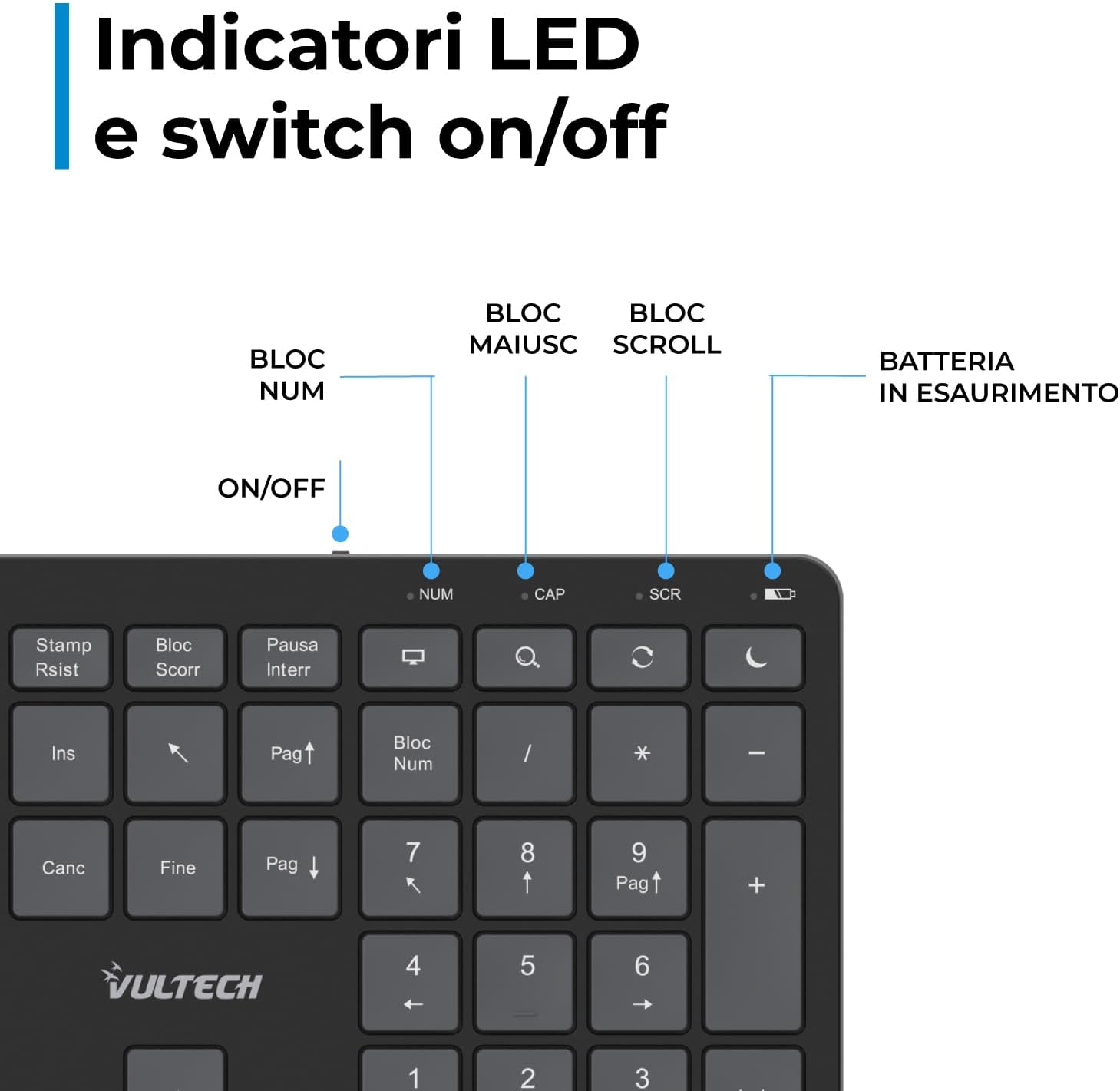 Vultech KM-851W - Kit Tastiera e Mouse Wireless, Nero - immagine 9
