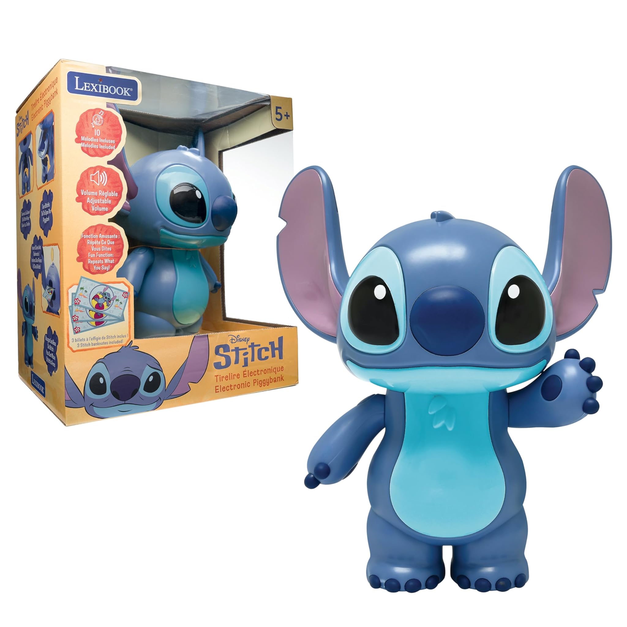 Lexibook, Disney Stitch, Salvadanaio elettronico Stitch, Blu, JG140D