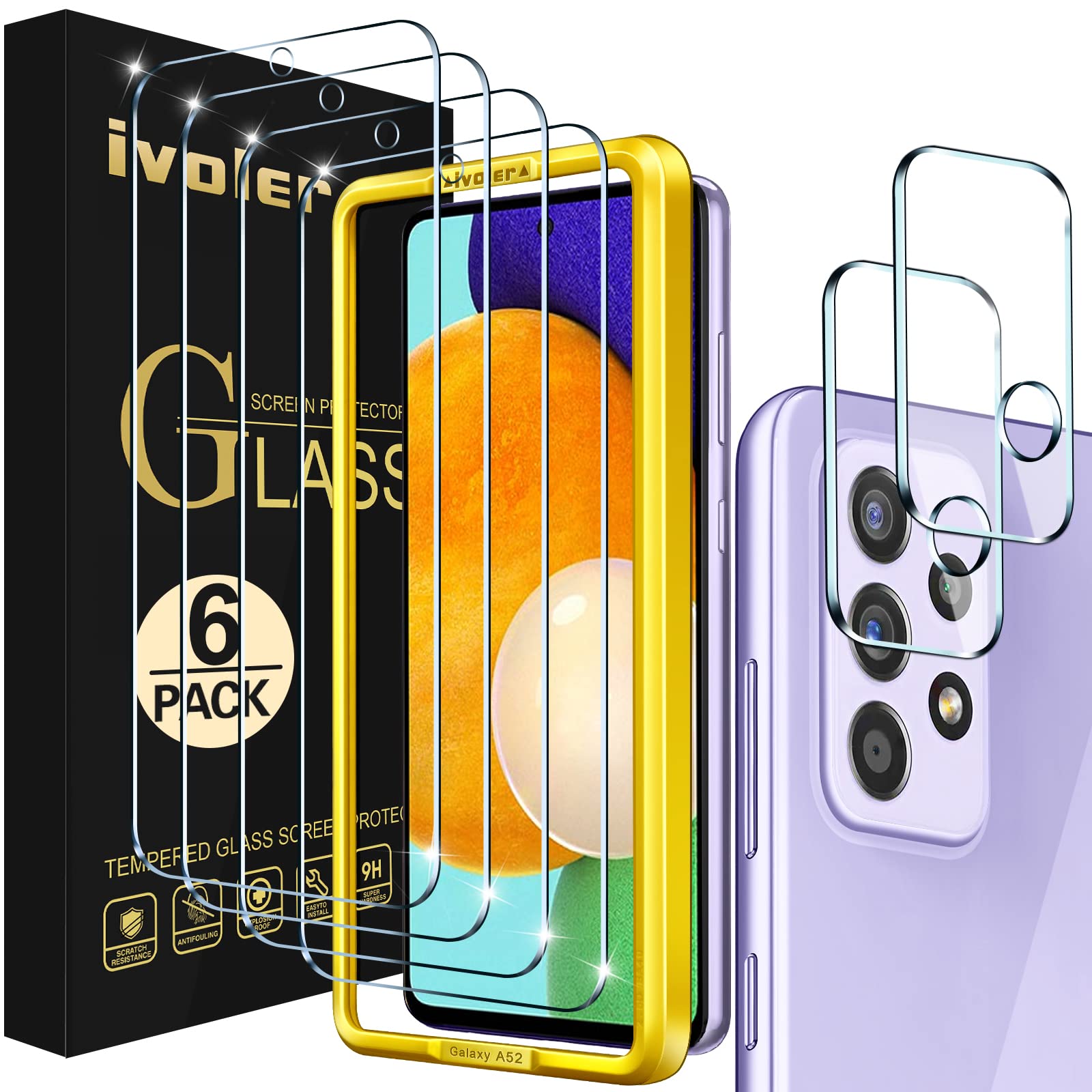 Ivoler Set 4 Vetri Temperati per Samsung Galaxy A52/A52S