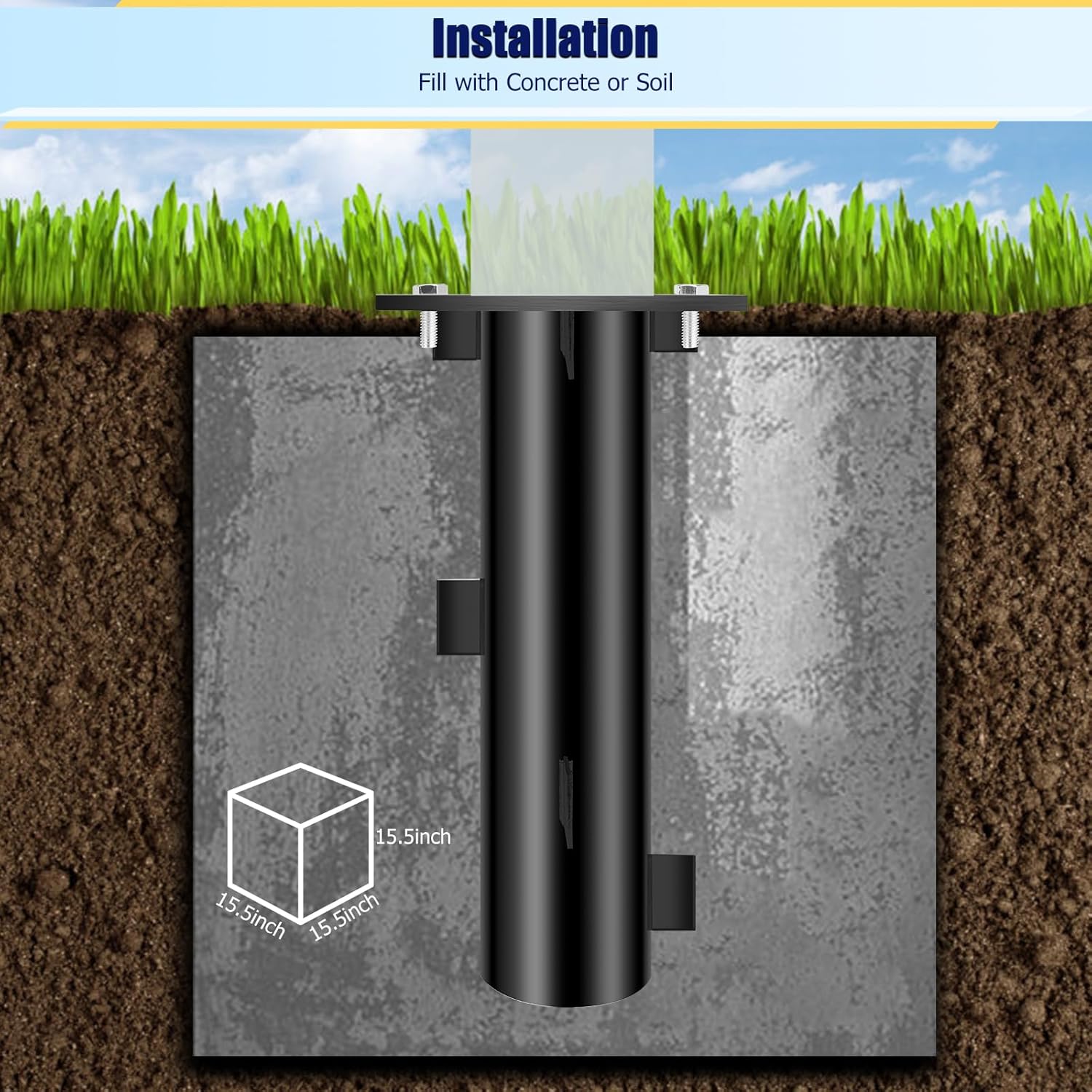 SLIIMU Base per Ombrellone Interrata con Tubo - immagine 3
