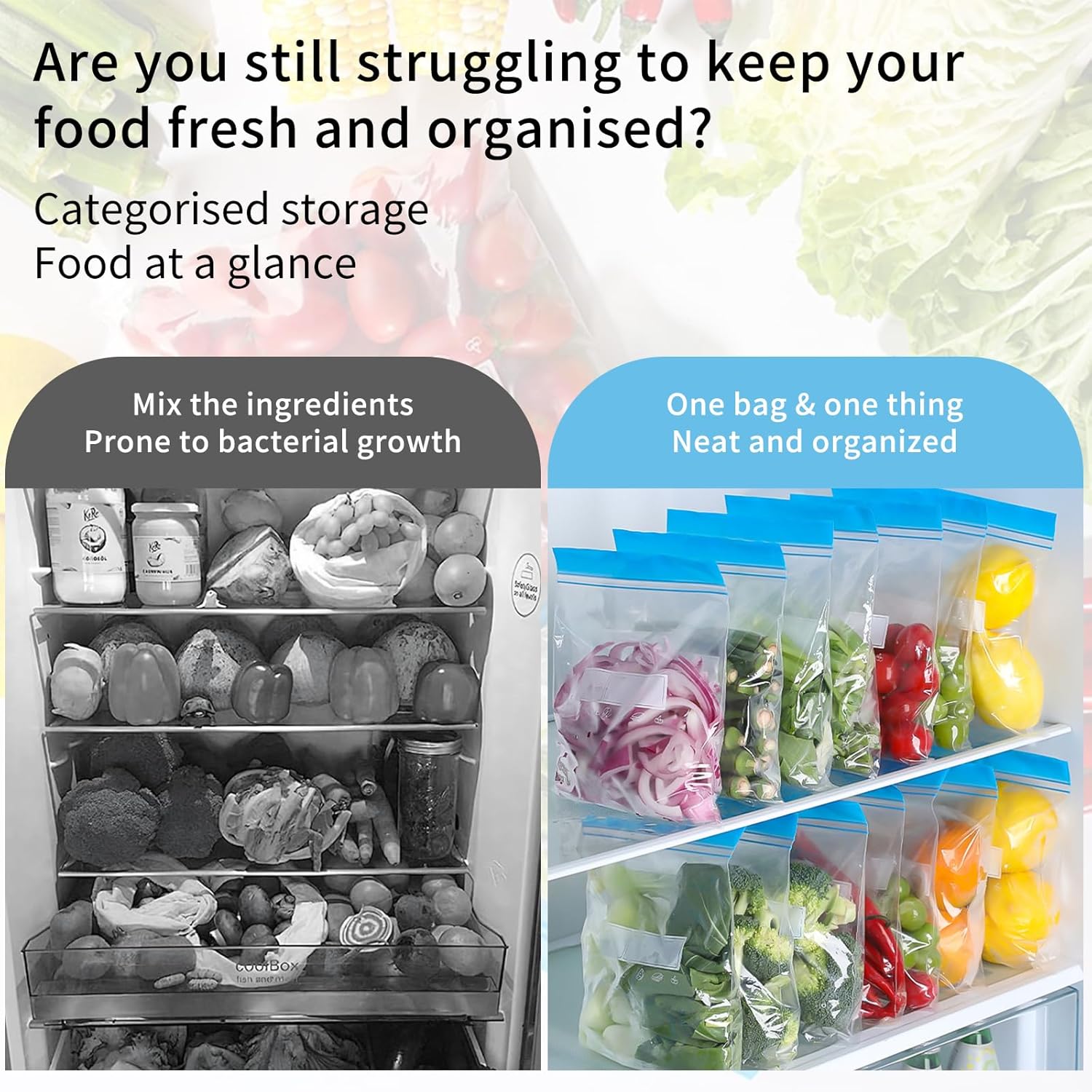 Set 70 Sacchetti Ermetici per Alimenti Riutilizzabili - immagine 2