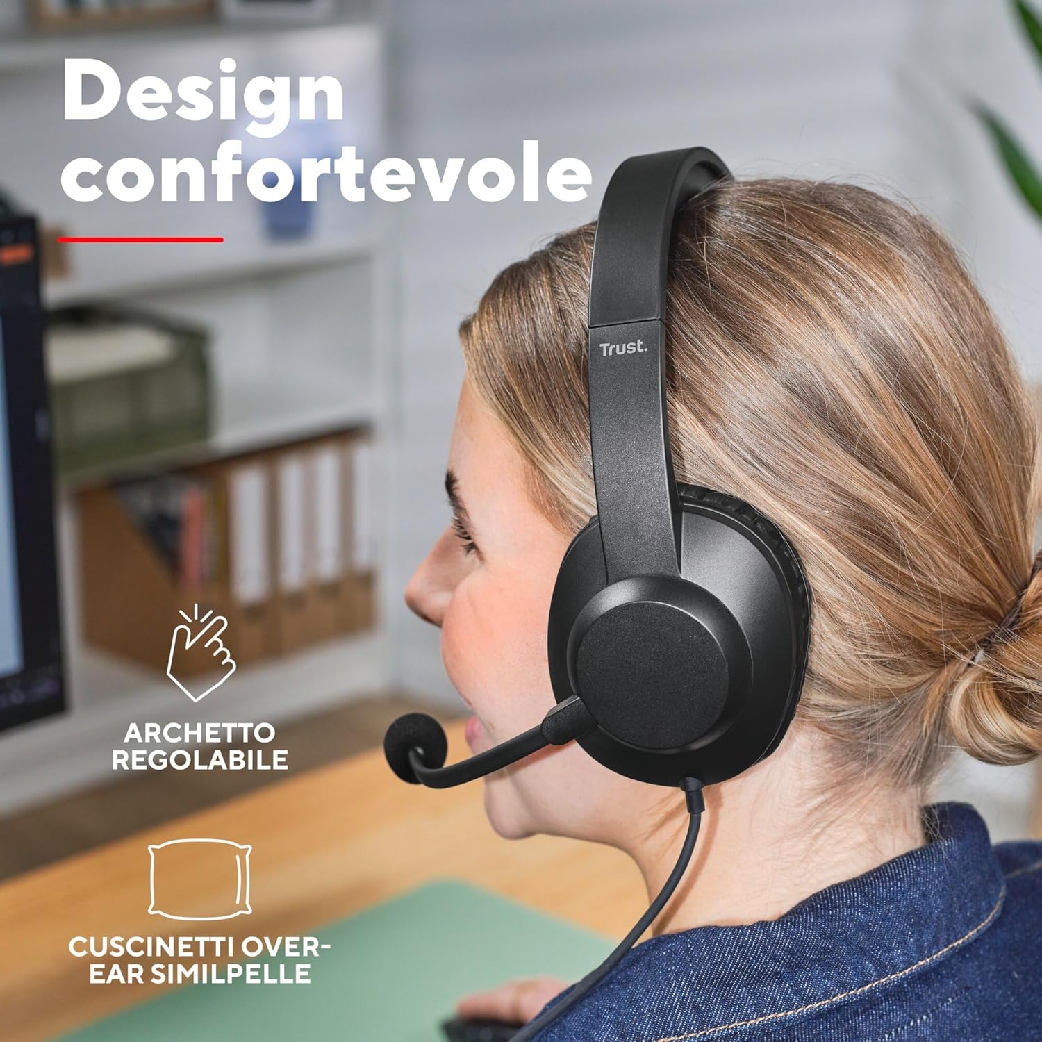 Trust Roha II Max - Cuffie USB Over-Ear, Nero - immagine 3