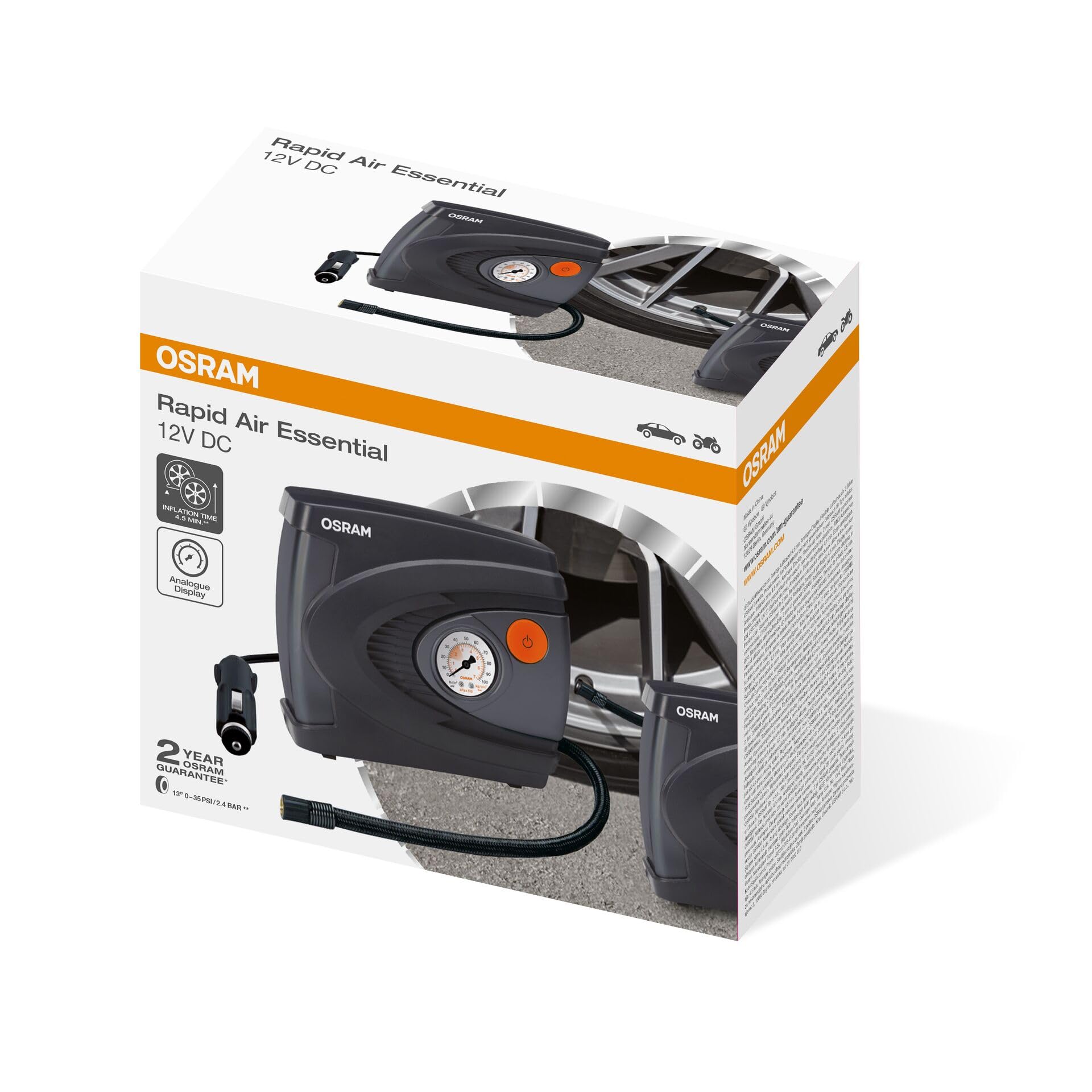 OSRAM Rapid Air Essential - Gonfiatore Analogico per Pneumatici