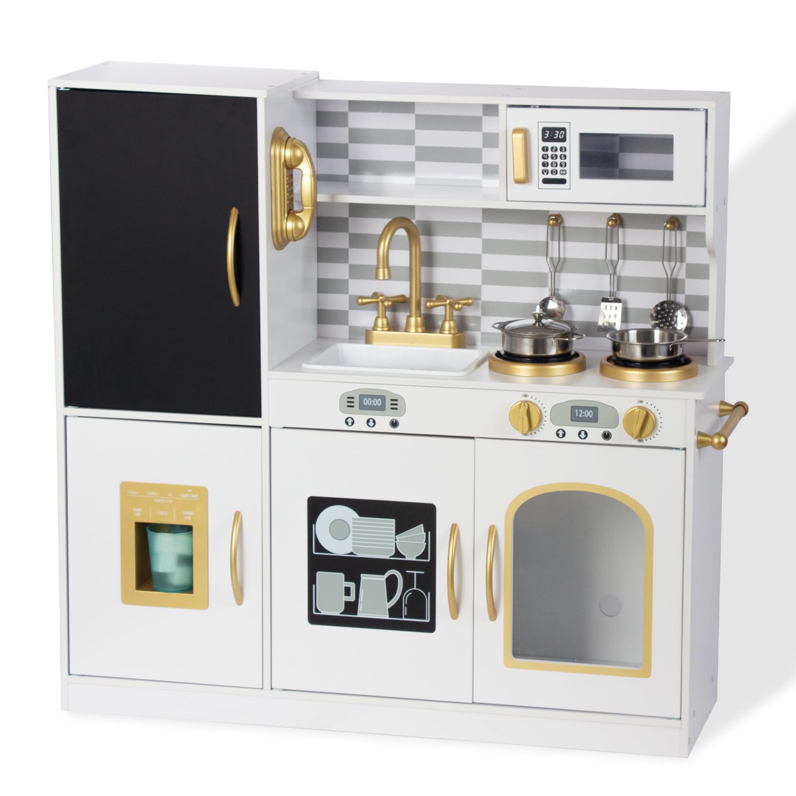 Cucina Giocattolo per Bambini con Lavagna, Bianco Latte