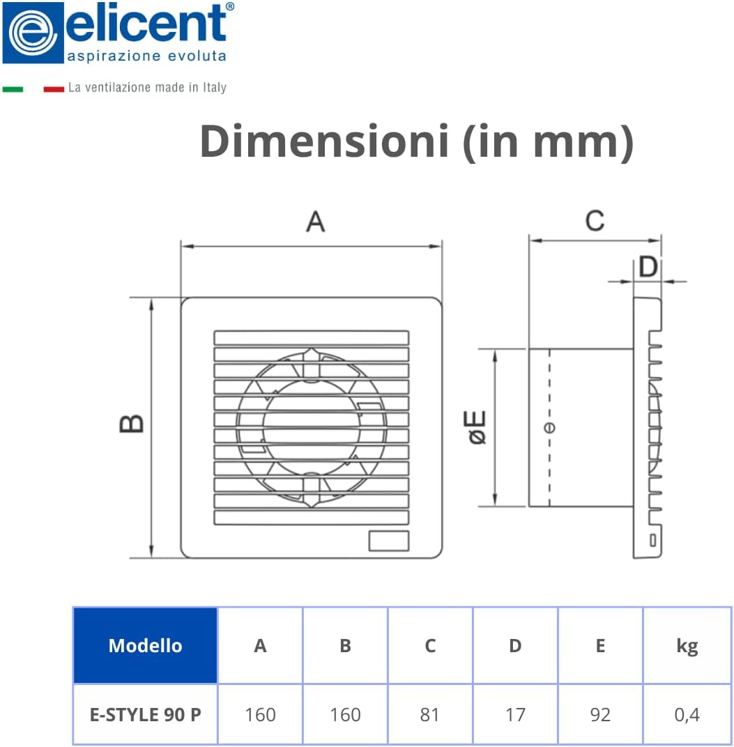 Elicent Estyle 90 Performance - Aspiratore Elicoidale ø90mm - immagine 2