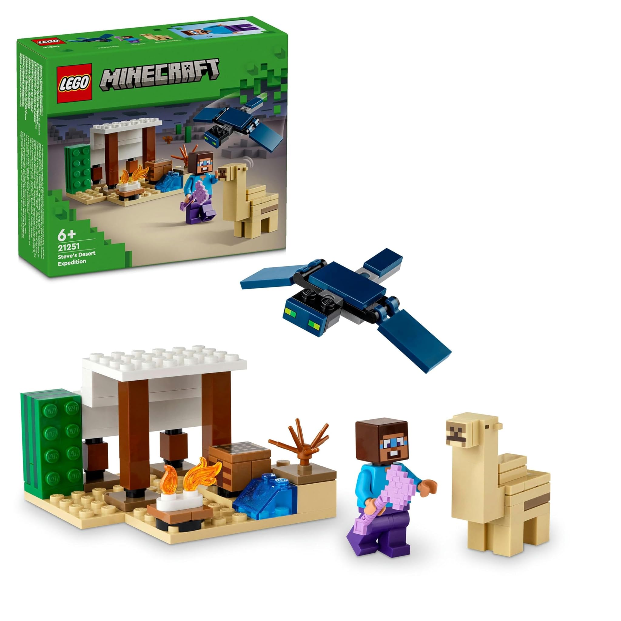 LEGO Minecraft Spedizione di Steve nel Deserto, Gioco per Bambini e Bambine da 6 Anni in su, Bioma con Casa Giocattolo da Costruire e Personaggi d'Azione, Regalo di Compleanno per Gamer 21251