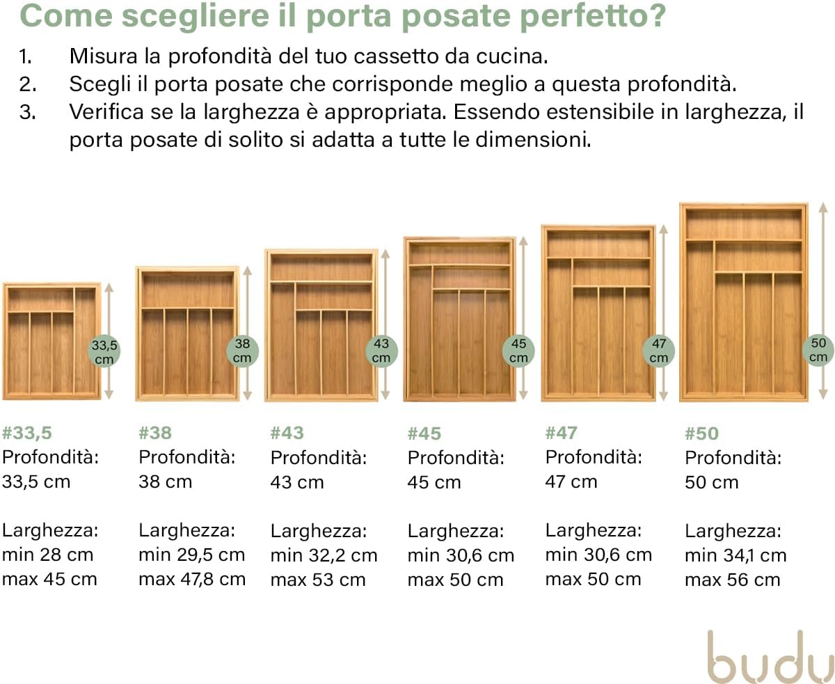 Budu Organizer Posate da Cassetto in Bambù #47 - immagine 2