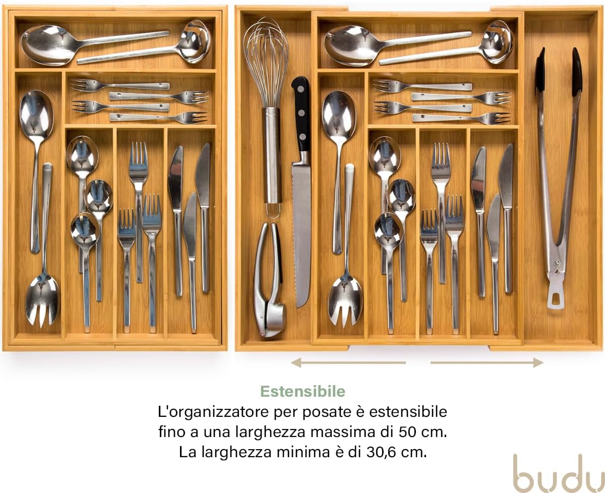 Budu Organizer Posate da Cassetto in Bambù #47 - immagine 3