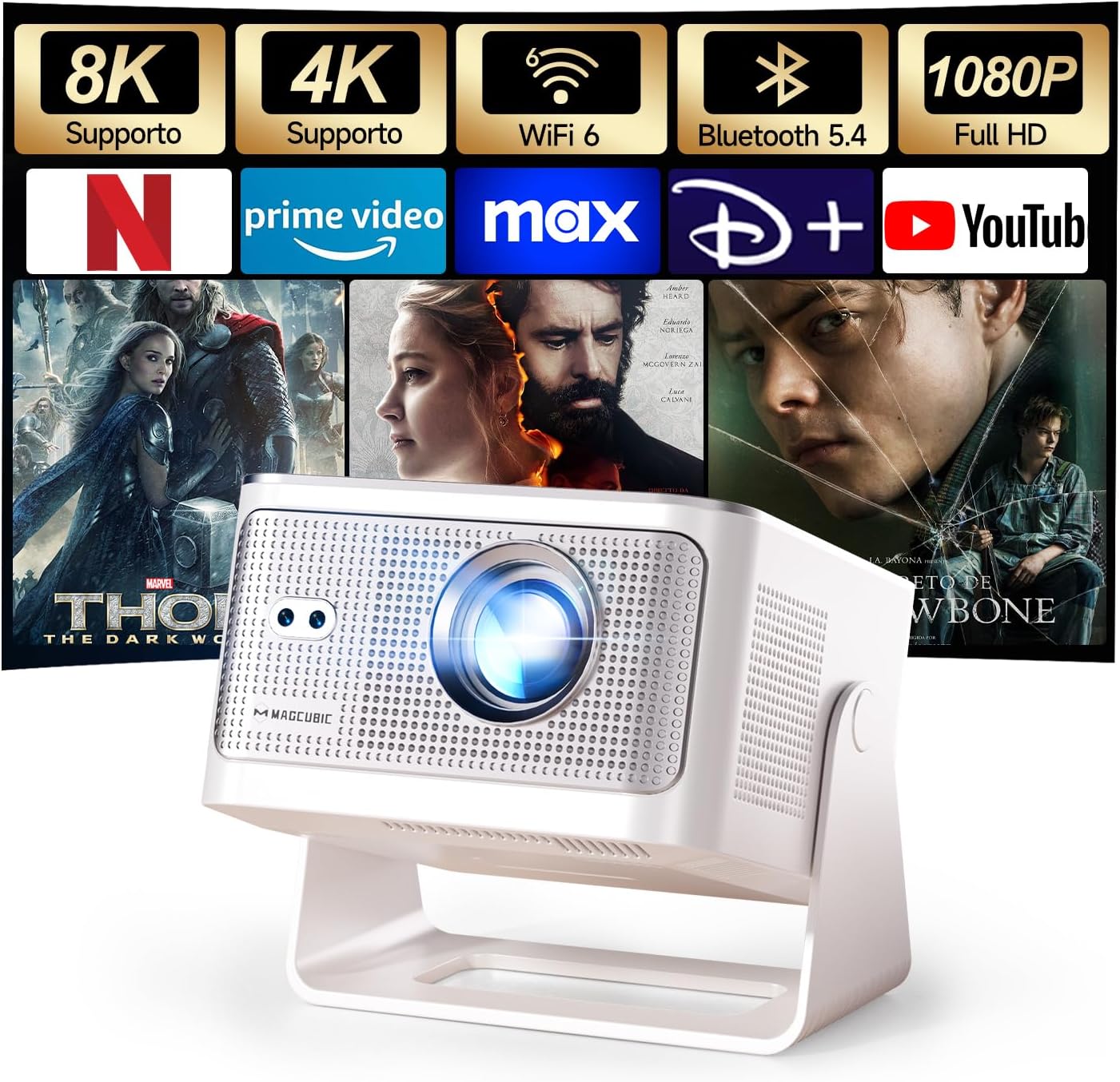 Mini Proiettore Portatile 4K/8K Supportato con Android 14 - immagine 1