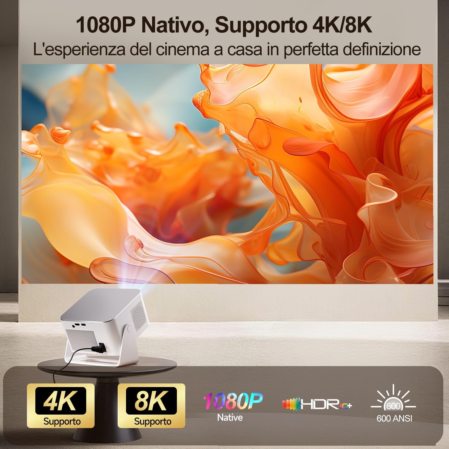 Mini Proiettore Portatile 4K/8K Supportato con Android 14 - immagine 2