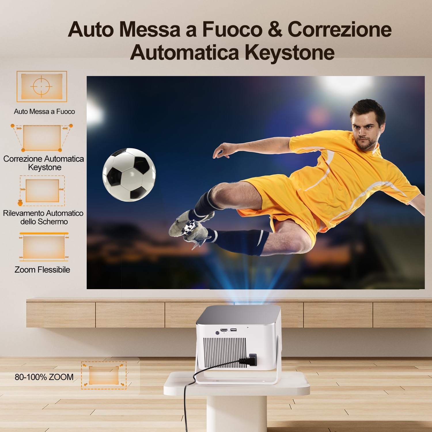 Mini Proiettore Portatile 4K/8K Supportato con Android 14 - immagine 4