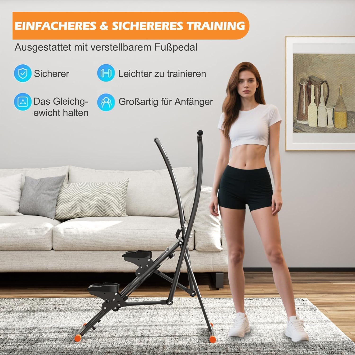 Scaletta Pieghevole Verticale con Pedali Regolabili - immagine 3