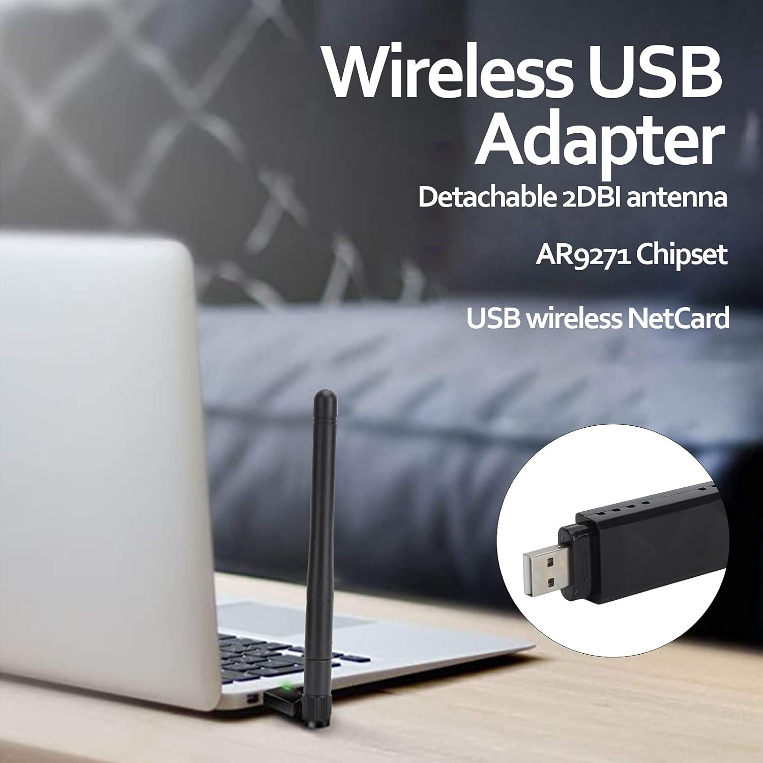 Goshyda AR9271 Wireless Netcard USB con Antenna 2DBI - immagine 2