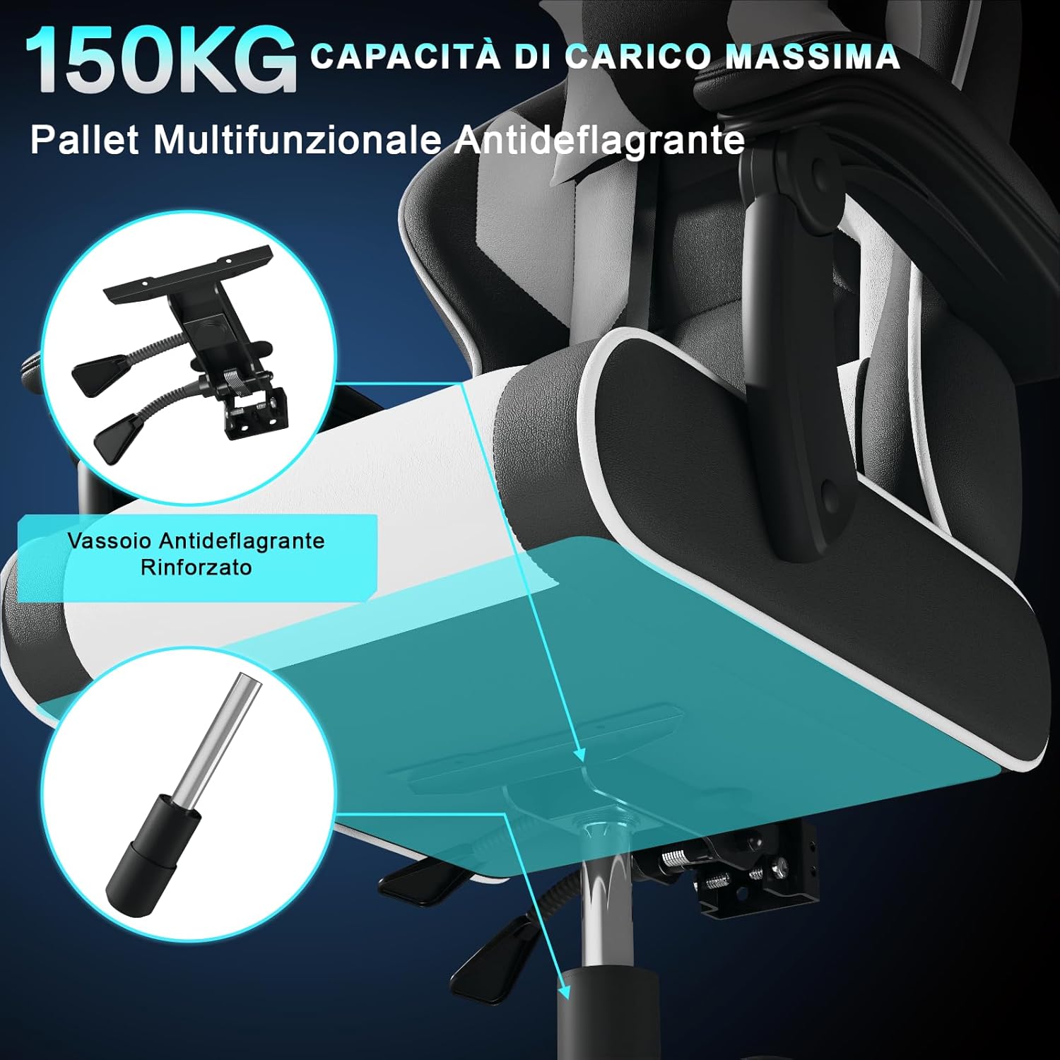 Jummico JETSTREAM - Poltrona Gaming Ergonomica 150kg - immagine 5