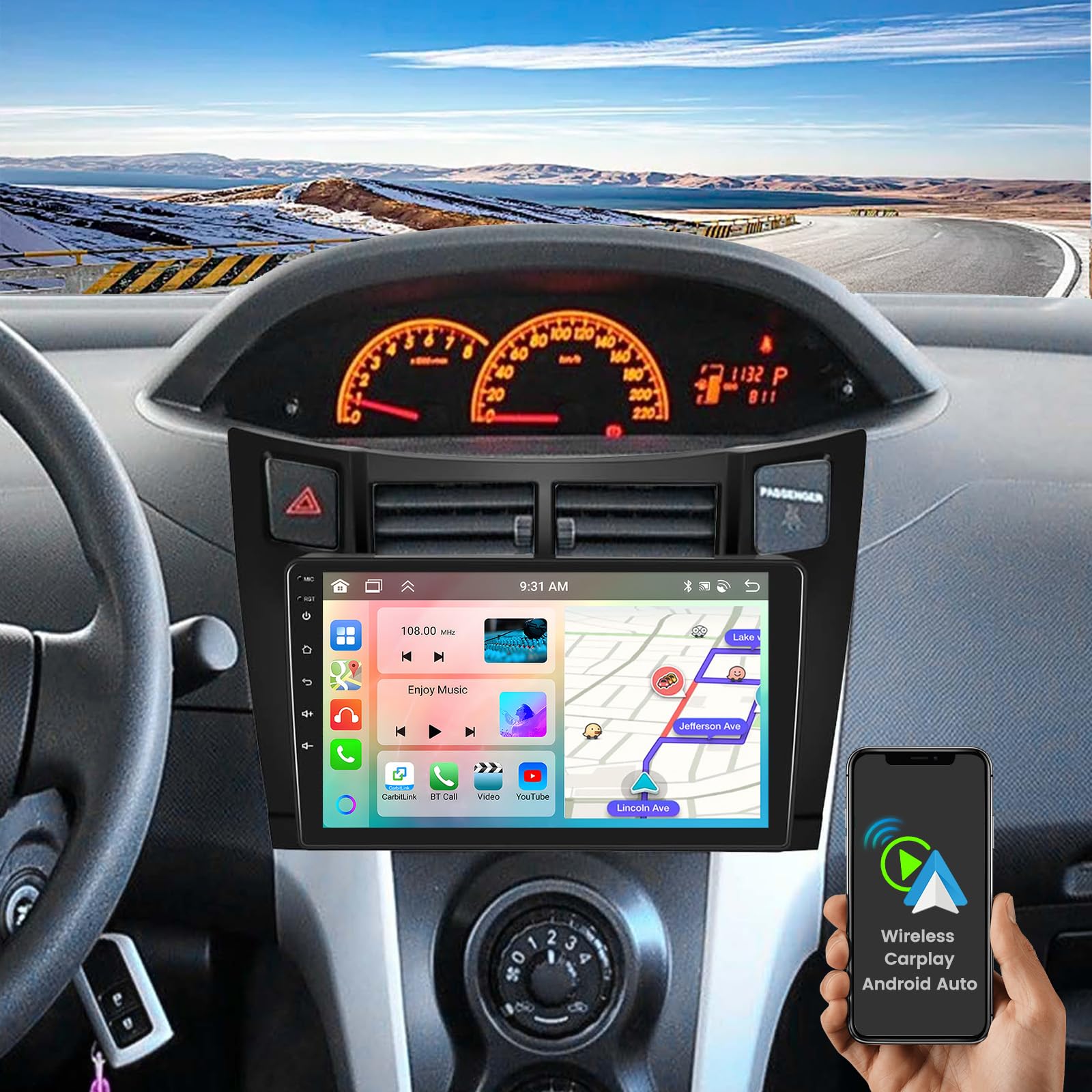 Hikity Autoradio Android 15 8 Core 4+64GB per Toyota Yaris