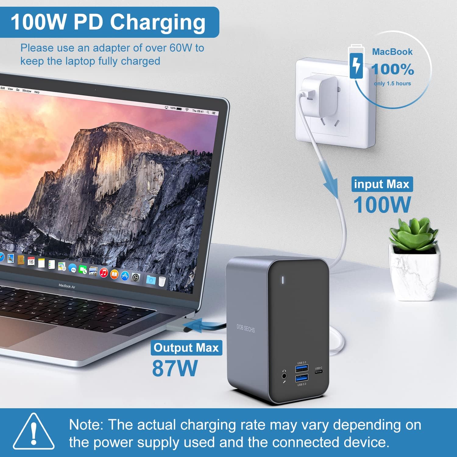 Dob Sechs - Docking Station USB C Dual Monitor 13 in 2 | Velz