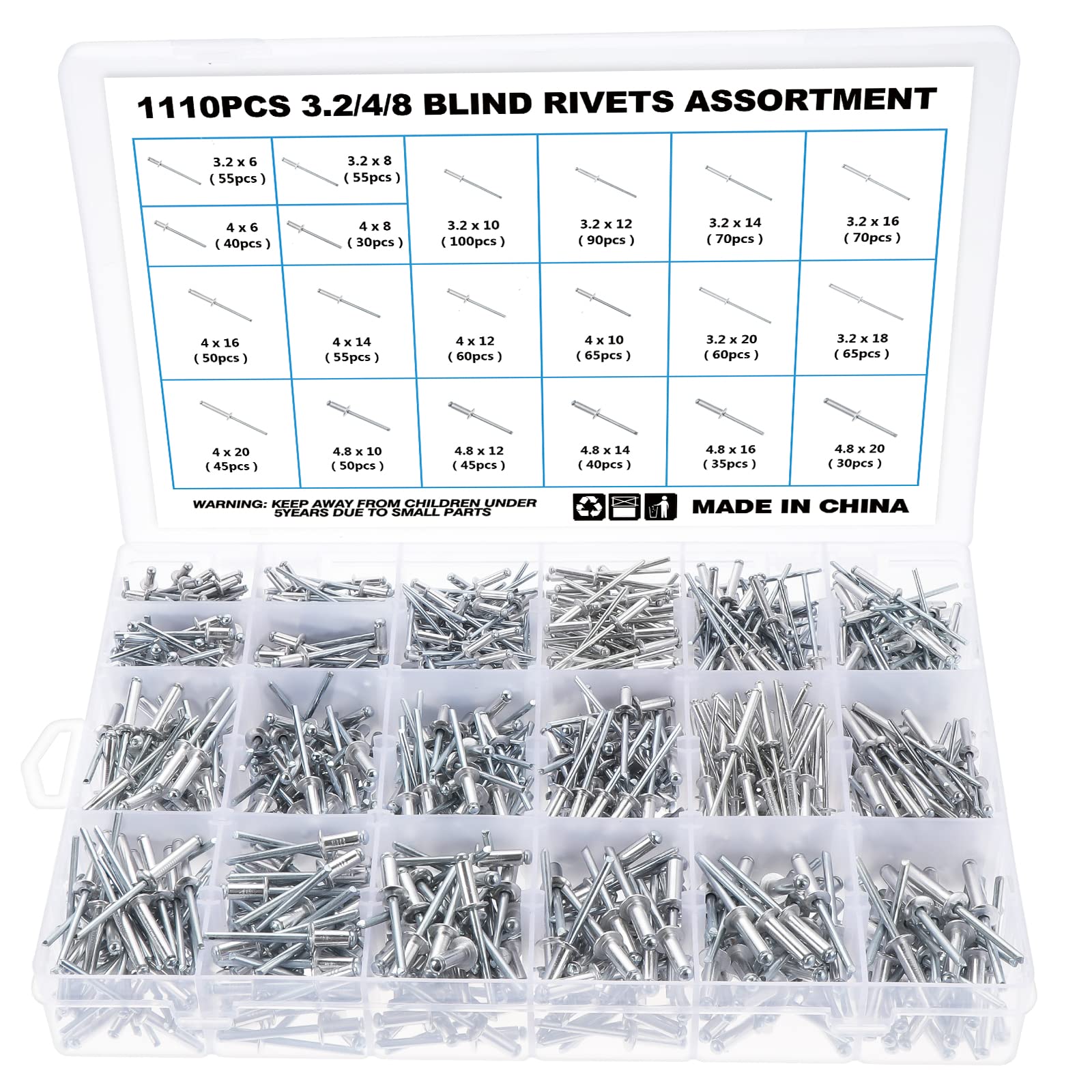 Gueenky 1110 Rivetti Alluminio 3,2/4/4,8mm