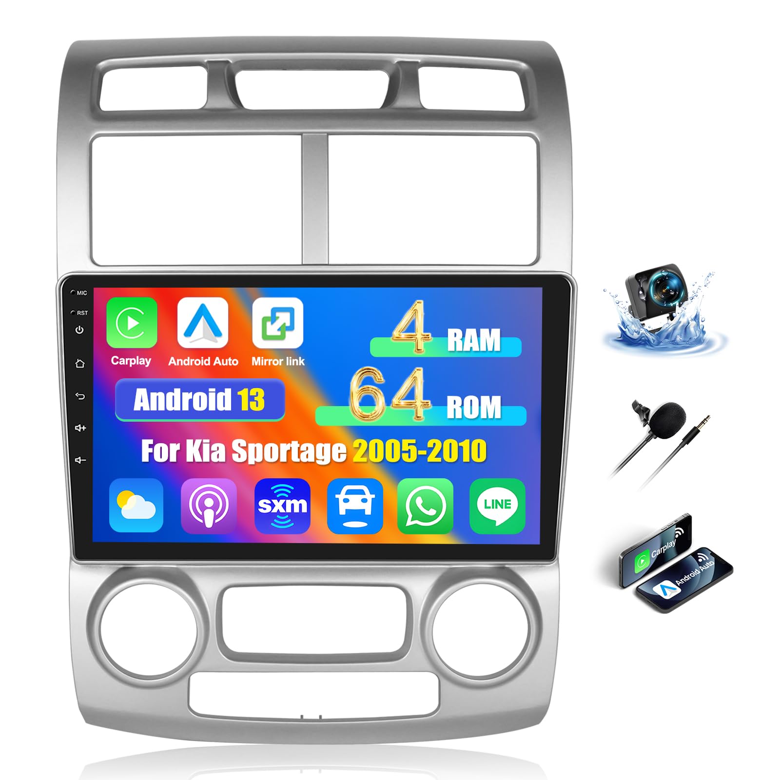 Oiliehu Android 13 Carplay Autoradio 2 Din per Kia Sportage