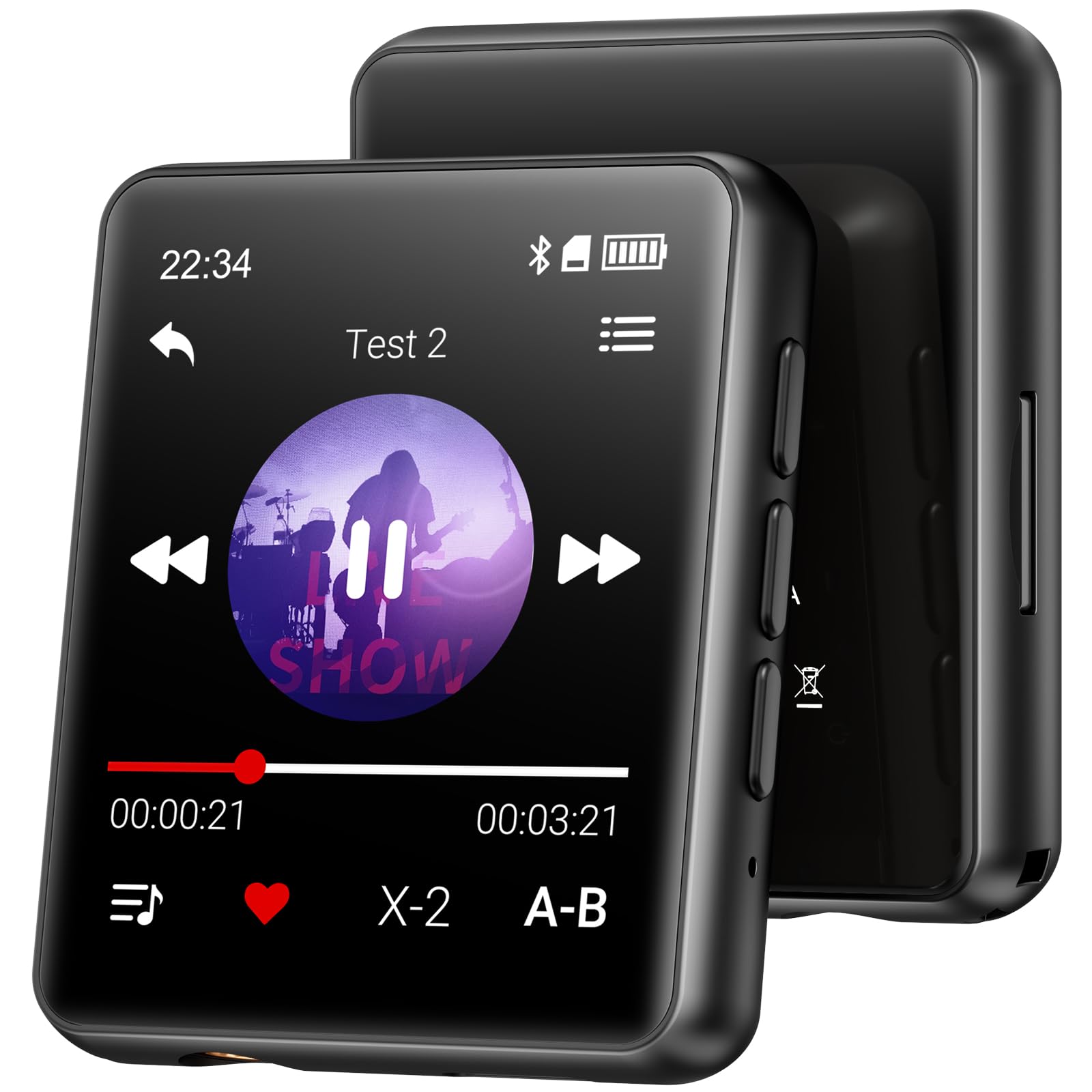 Lettore MP3 Bluetooth 128GB con Altoparlante - Nero