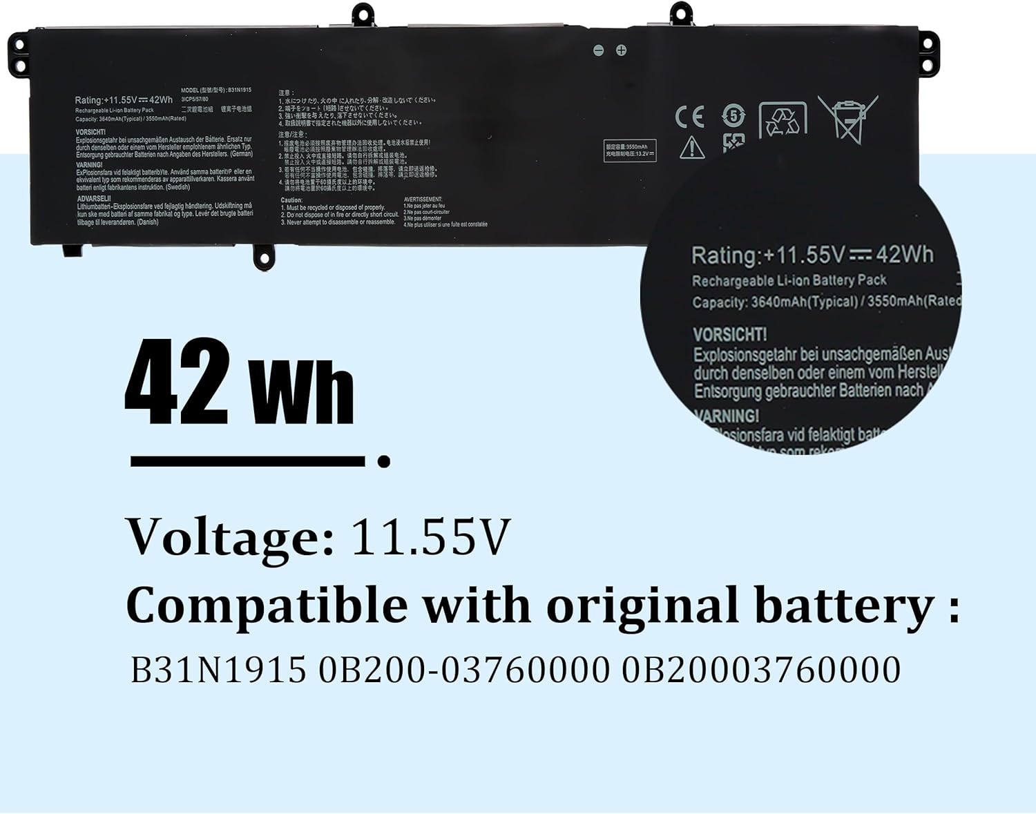 Blesys B31N1915 Batteria per ASUS ExpertBook B1 - immagine 2