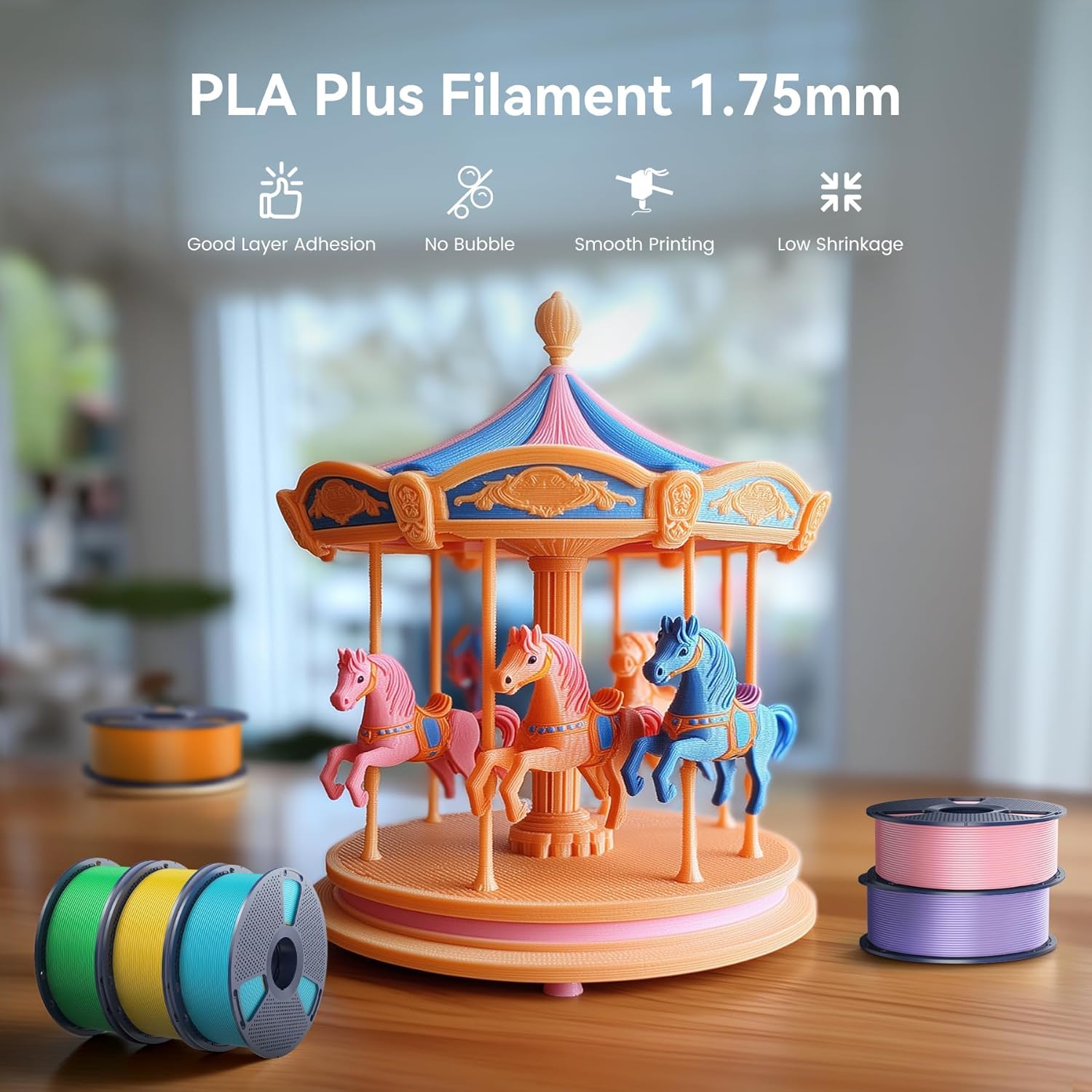 Sunlu 4KG PLA+ Filamento Stampanti 3D 1.75mm, 4 Bobine - immagine 2