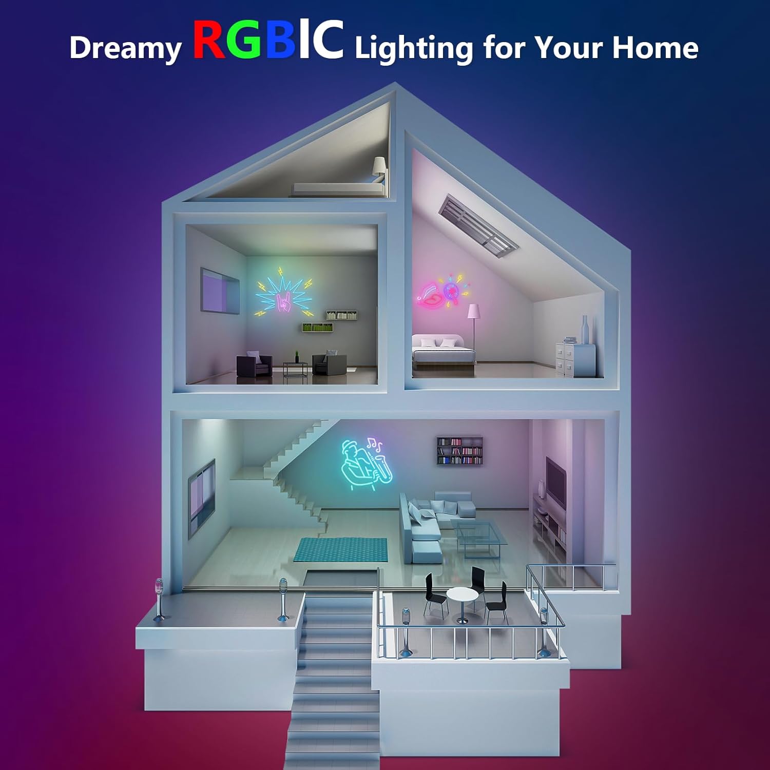 Striscia LED RGB IC 10m Neon, WIFI - immagine 4