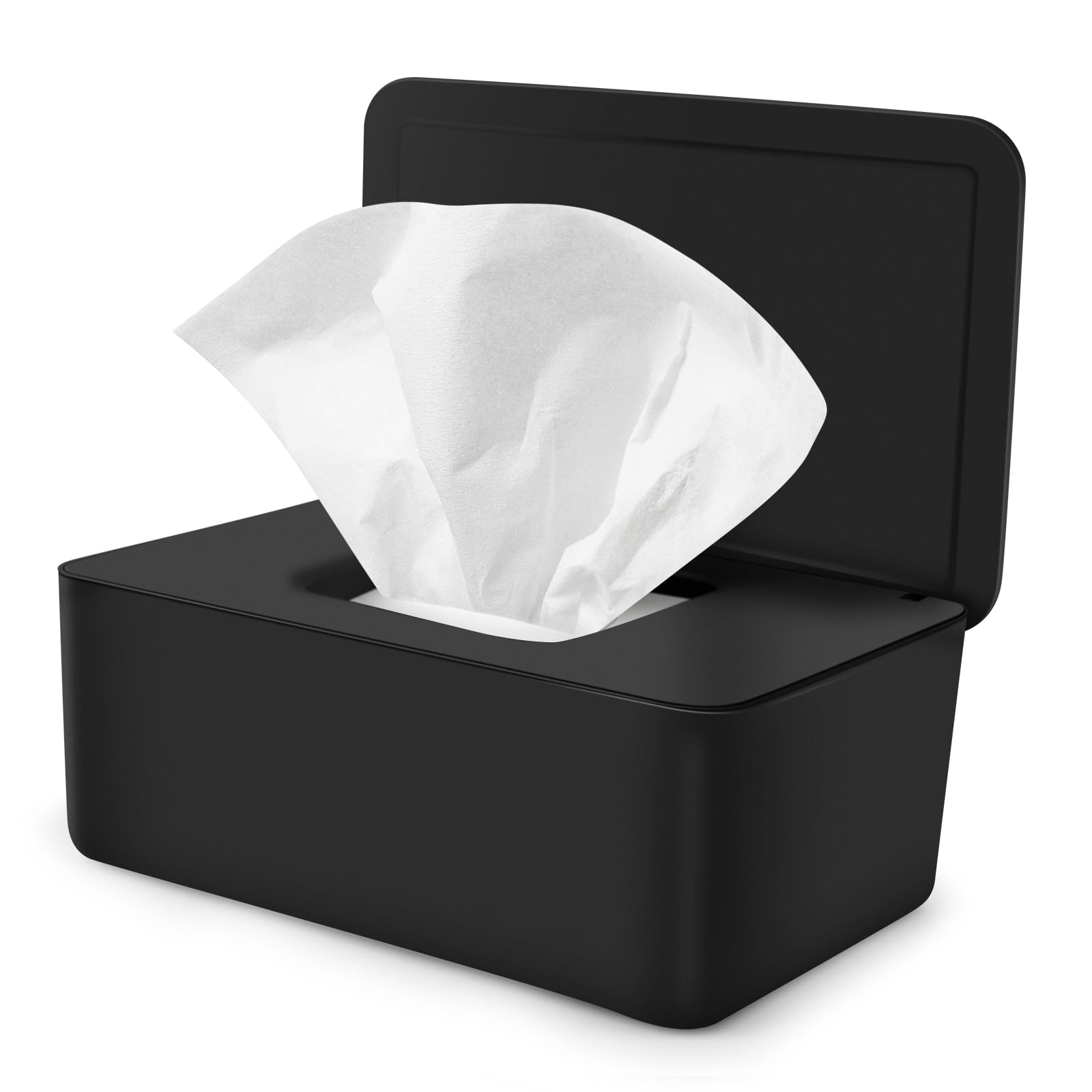 Scatola Porta Salviette Umidificate, Dispenser di Salviettes Umidificate con Coperchio, Porta Scatola per Salviette Dispenser per Bagno Ufficio Auto (Nero)