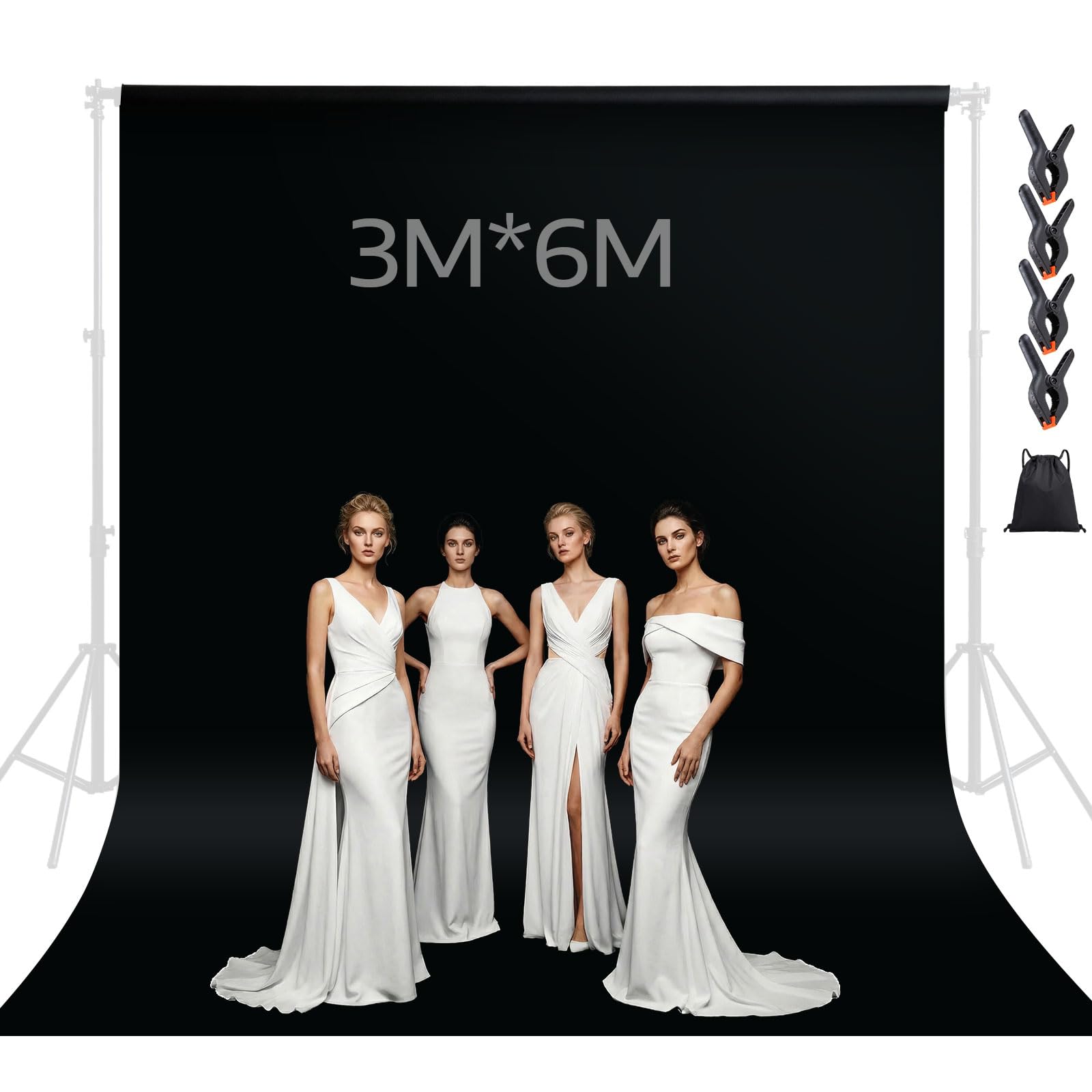 Sfondo Fotografico 3x6M Nero in Poliestere