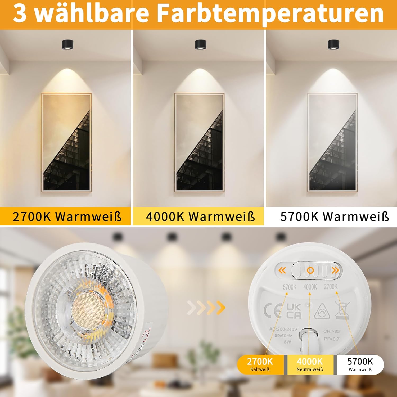 Foco LED de Techo Orientable 5W, Pack de 2 - immagine 3