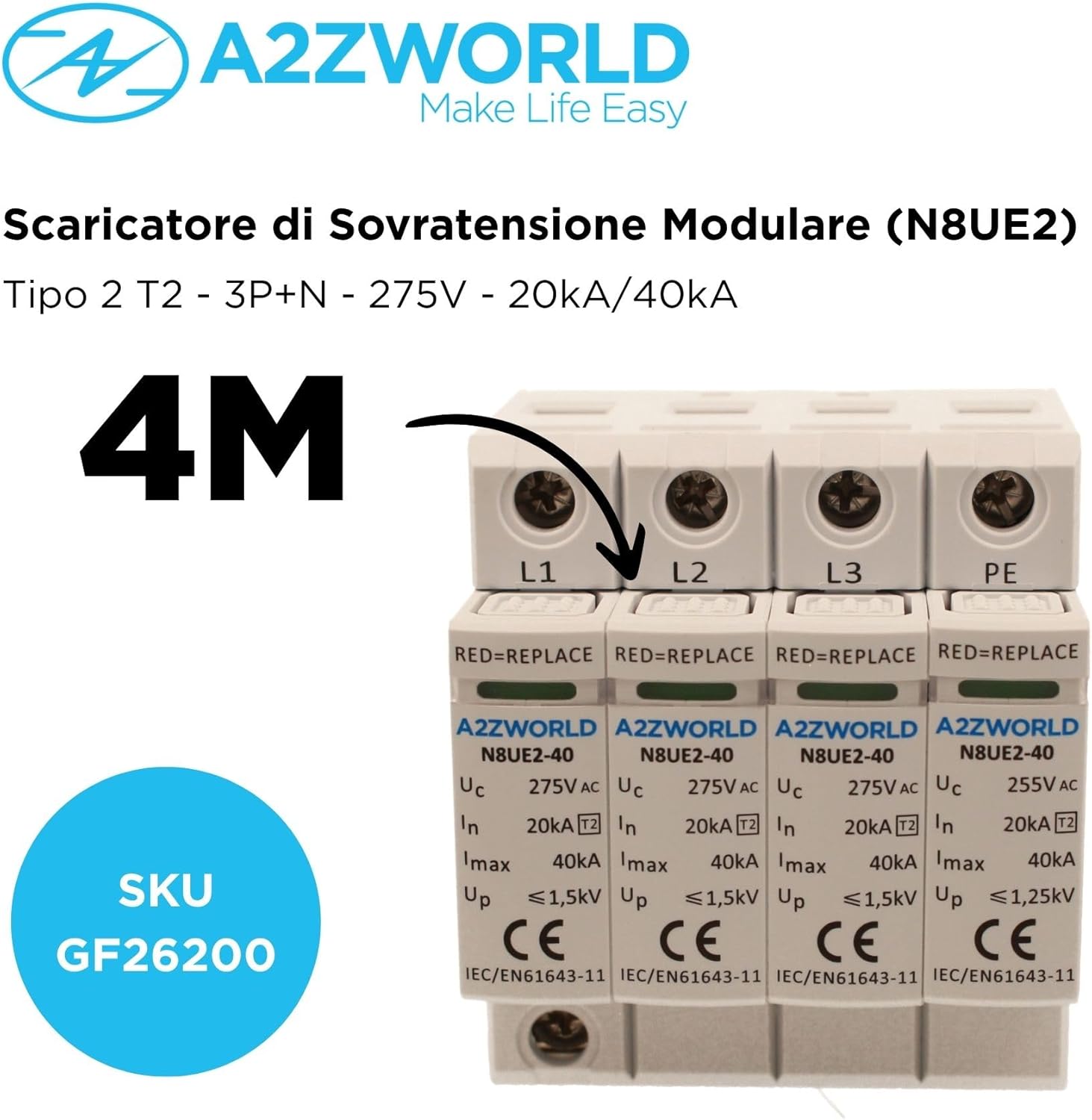 Scaricatore di Sovratensione Modulare SPD Tipo 2 T2 - immagine 2