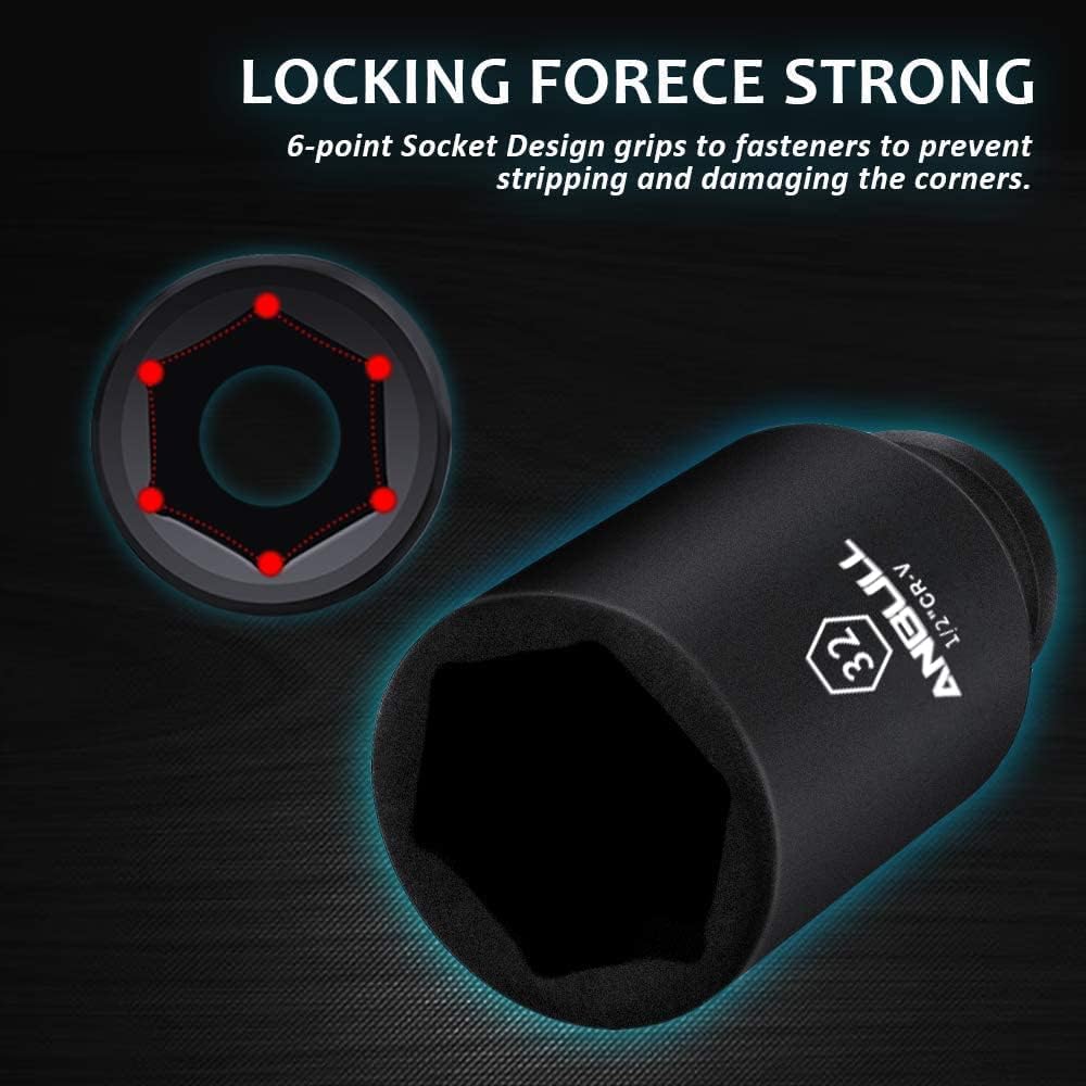 Anbull Set Bussole a Impatto Profondo 1/2" - 9 Pezzi - immagine 2