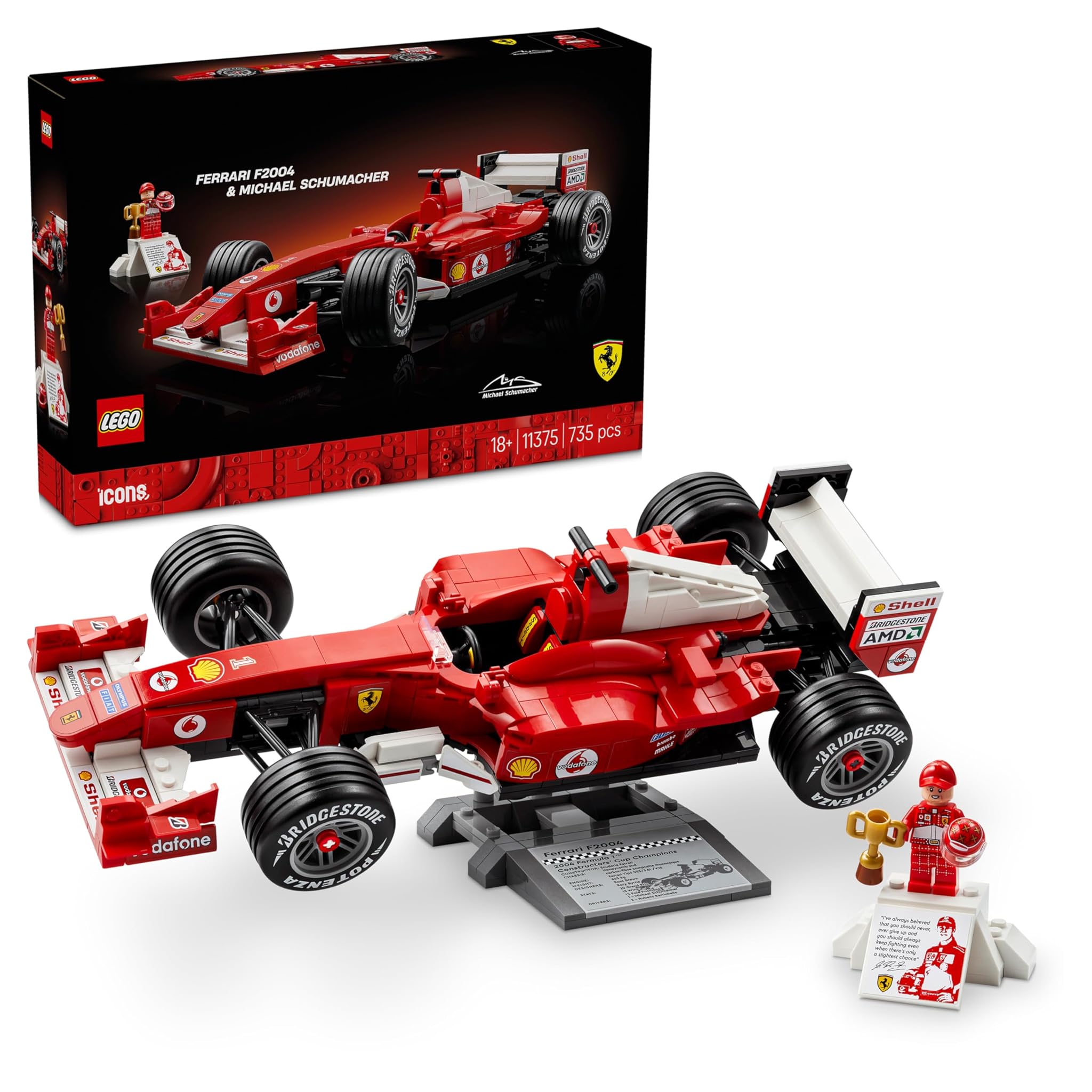 Lego Icons Ferrari F2004 e Michael Schumacher