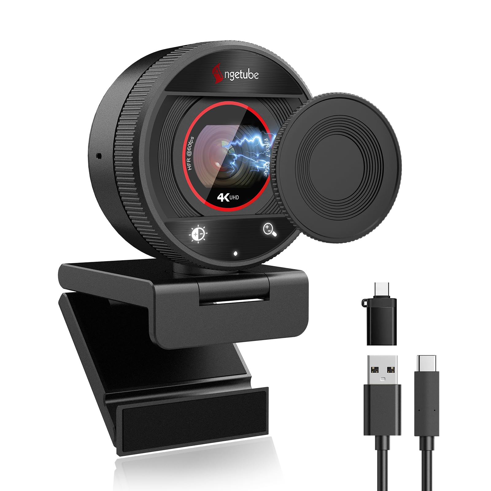 Angetube Webcam 4K con Auto Focus e Mics AI
