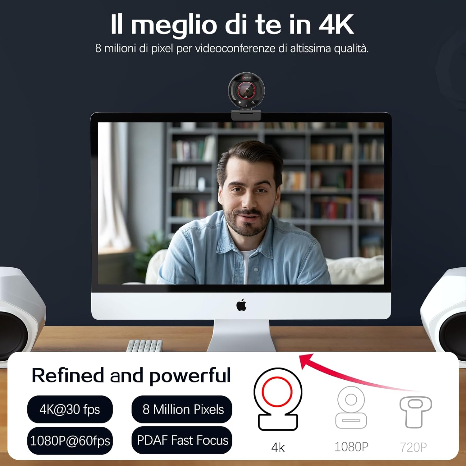 Angetube Webcam 4K con Auto Focus e Mics AI - immagine 2