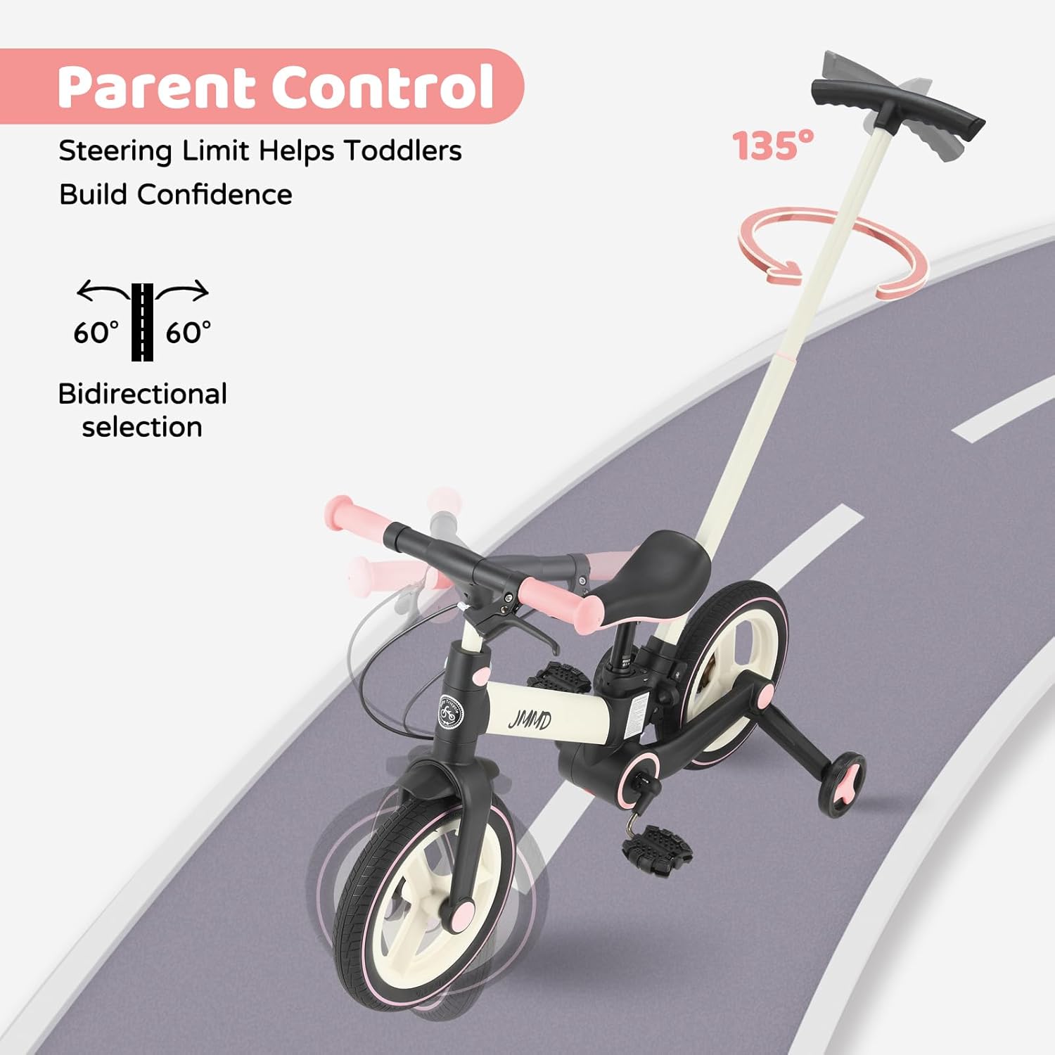 Jmmd Bicicletta per bambini 6 in 0 con ruote e pedali - immagine 3