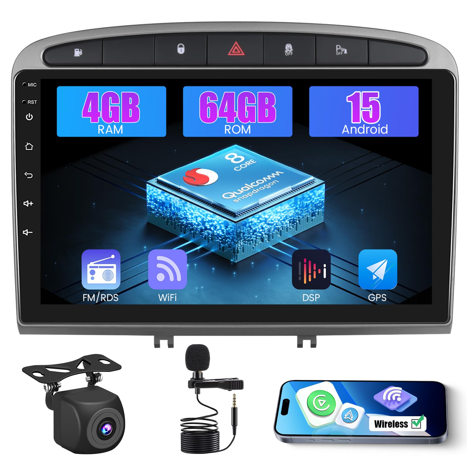 Autoradio Android Qualcomm per Peugeot 308/408