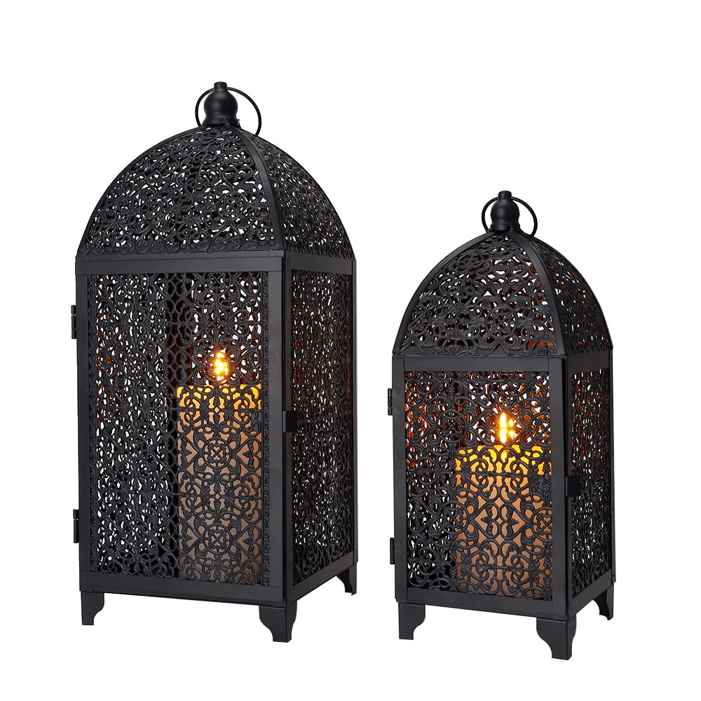 Trirocks Set 2 Portacandele Decorativi Vintage, Nero